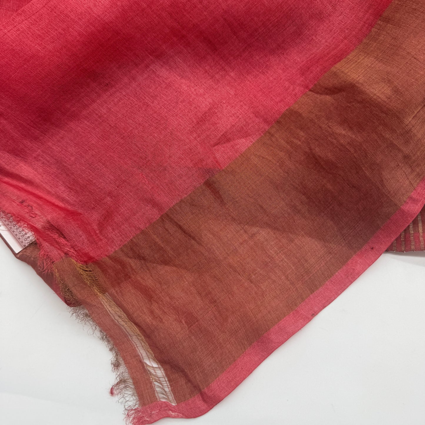 Raag Rekha: Block print Striped Tussar Silk Saree