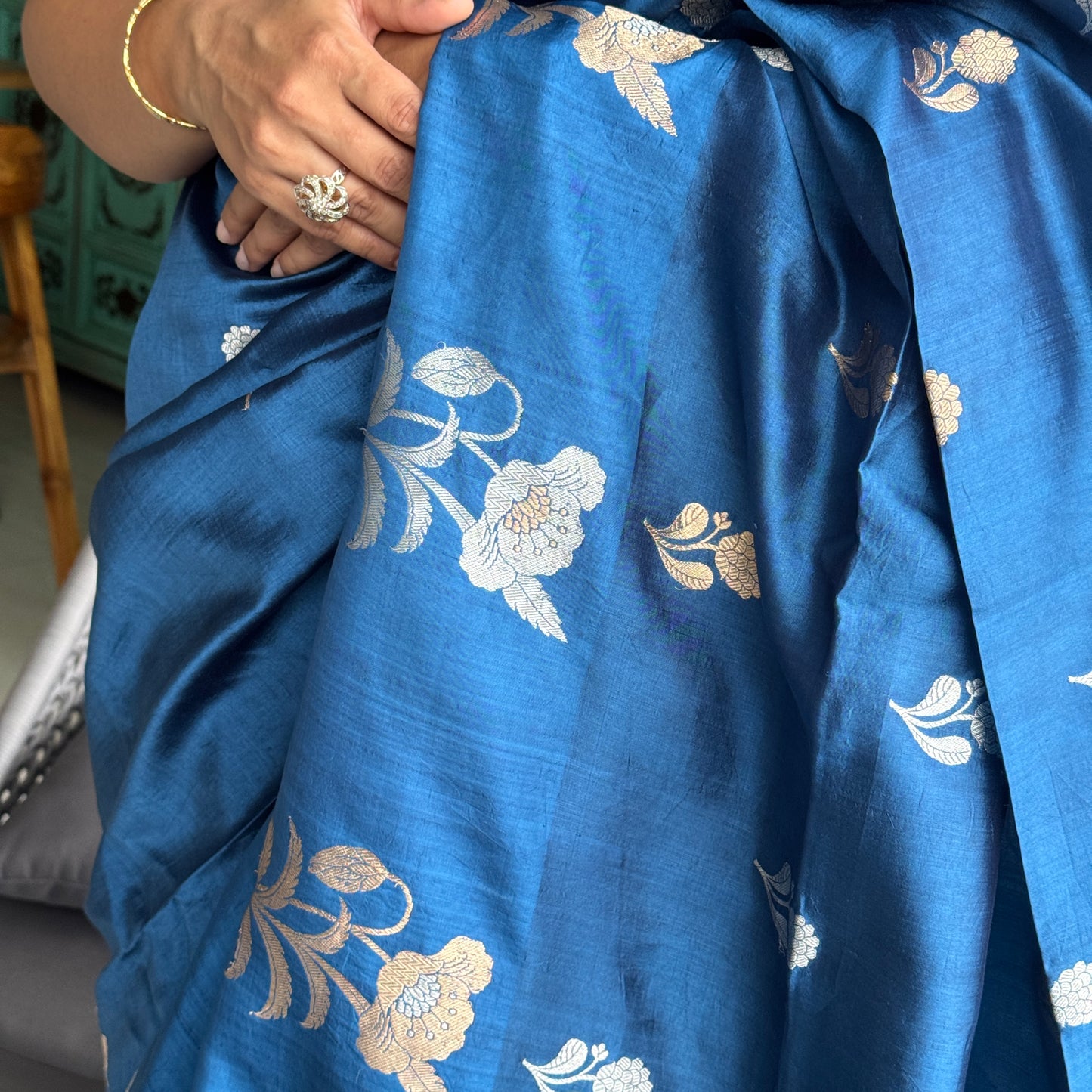 Neelaya: Blue Banarasi Katan Silk Saree
