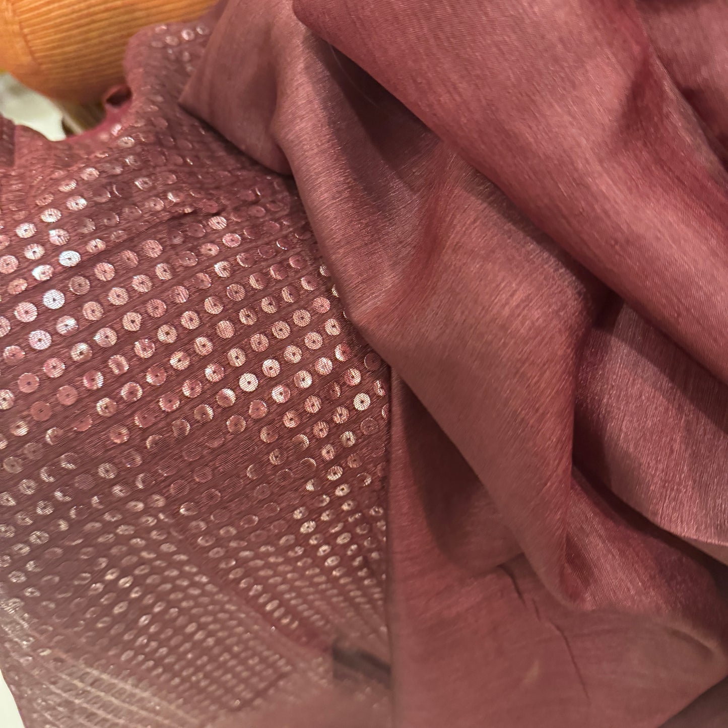 Keya: Brown Tussar Silk Saree with Sequins