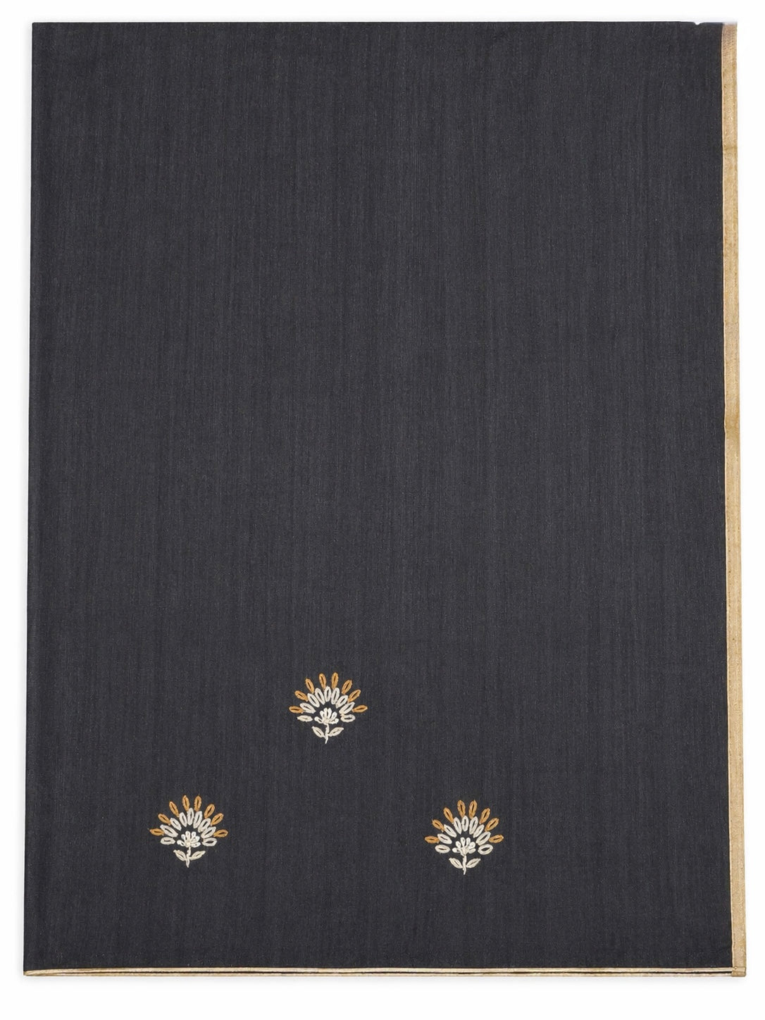 Hely: Black Semi-tussar Hand-embroidered Saree