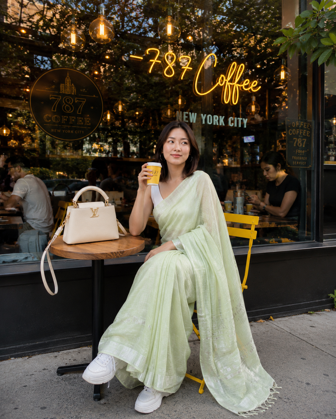 Sraboni: Mint Green Linen Saree