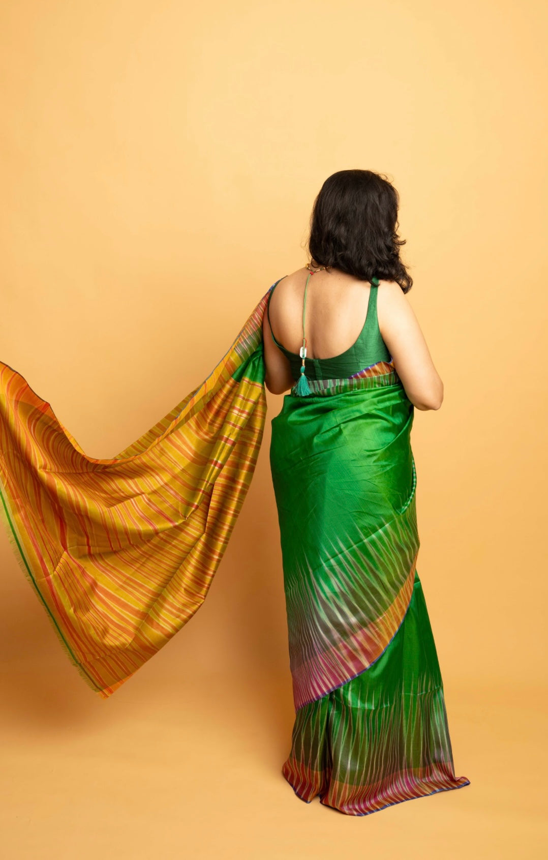 Aranya: Green Sambalpuri Ikkat Silk Saree