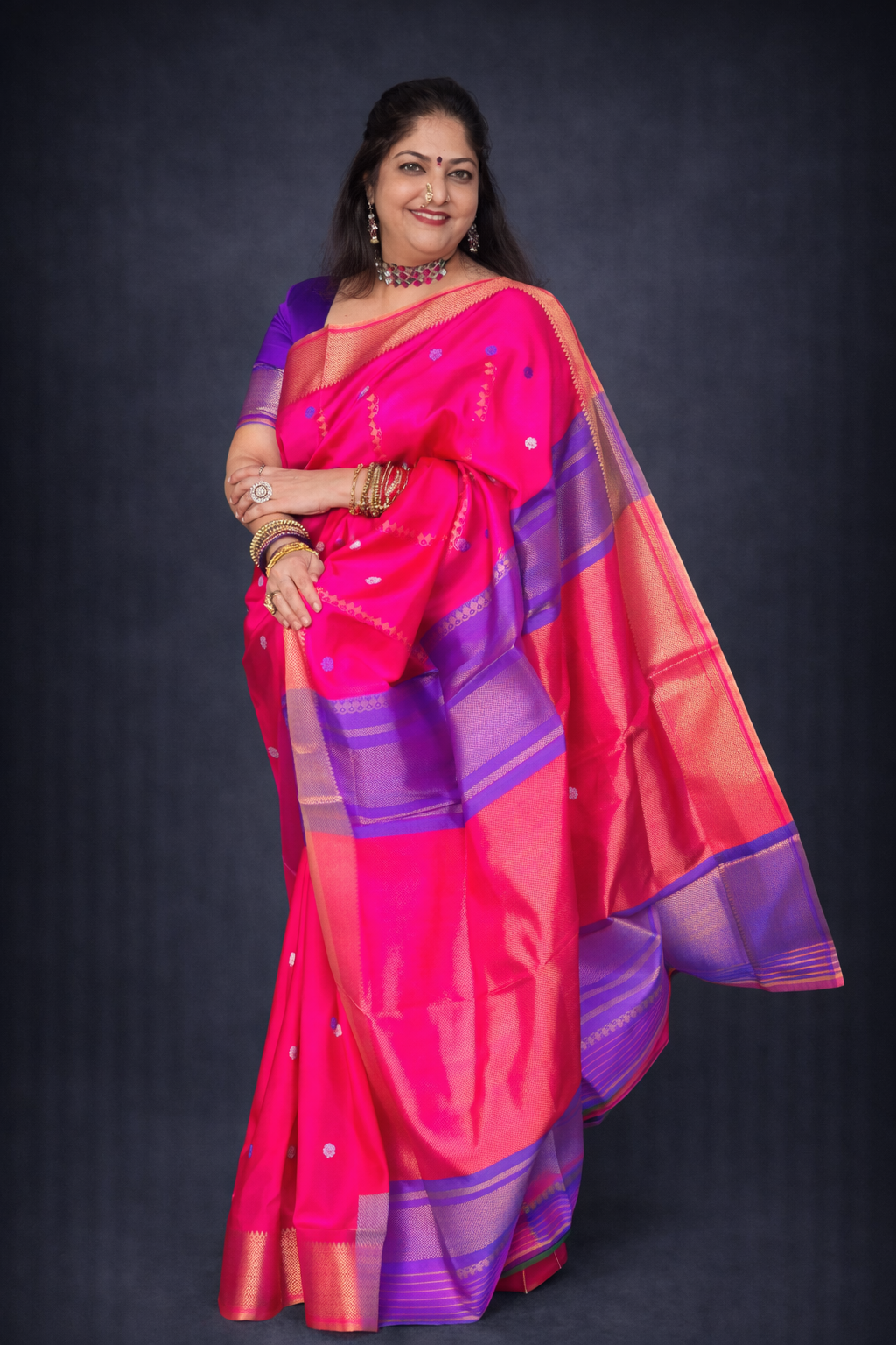 Veda: Pink Handwoven Pattu Silk Saree