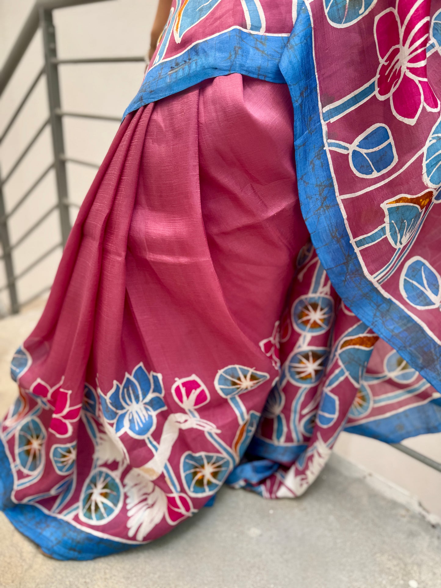 Maya: Pink Batik Silk Saree