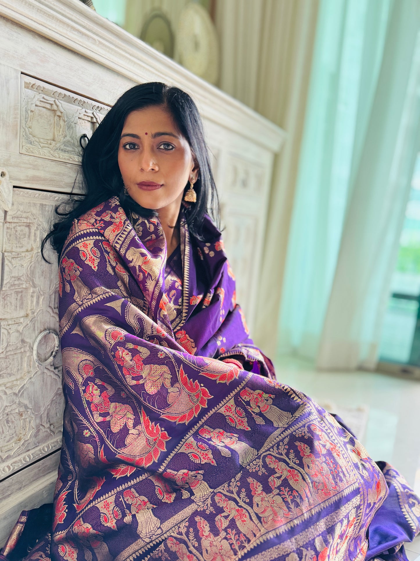 PURPLE BALUCHARI SILK SAREE