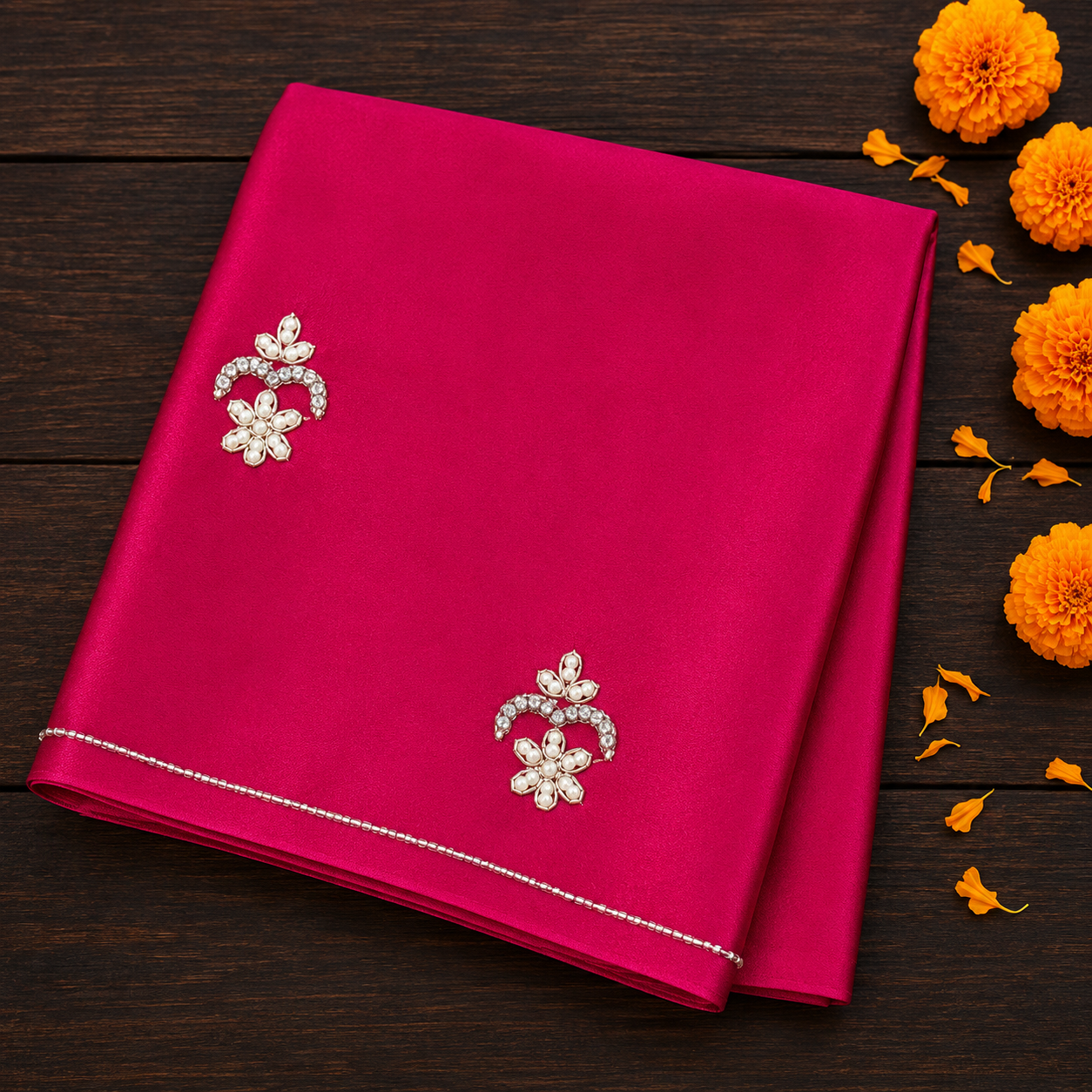 Pankhuri: Pink & Orange Ombré Chiffon Saree with Sequins