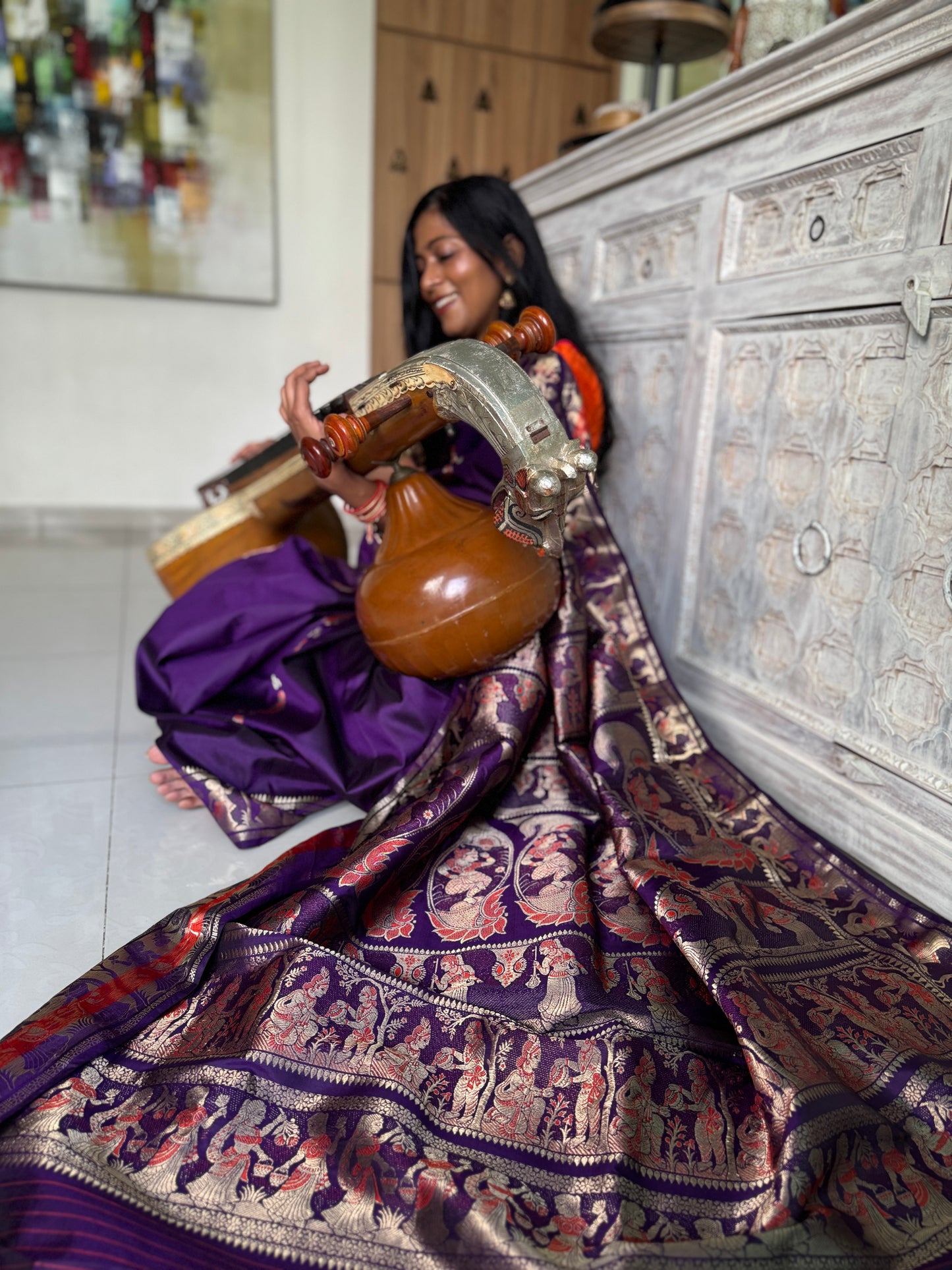 PURPLE BALUCHARI SILK SAREE