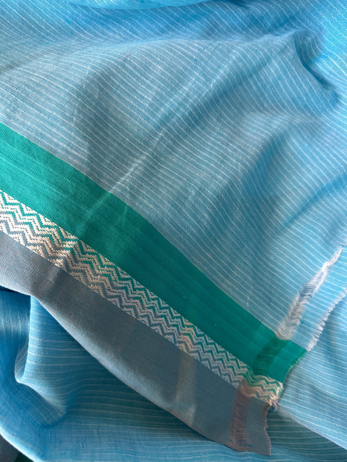 Indrani: Blue Cotton Handloom Jamdani Saree