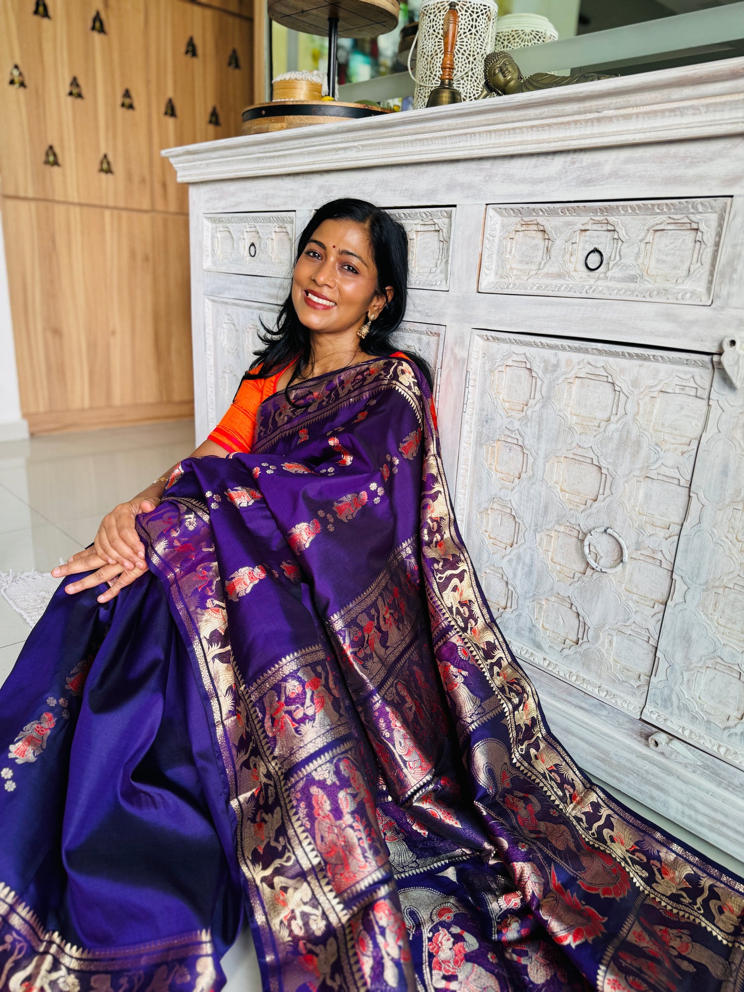 PURPLE BALUCHARI SILK SAREE