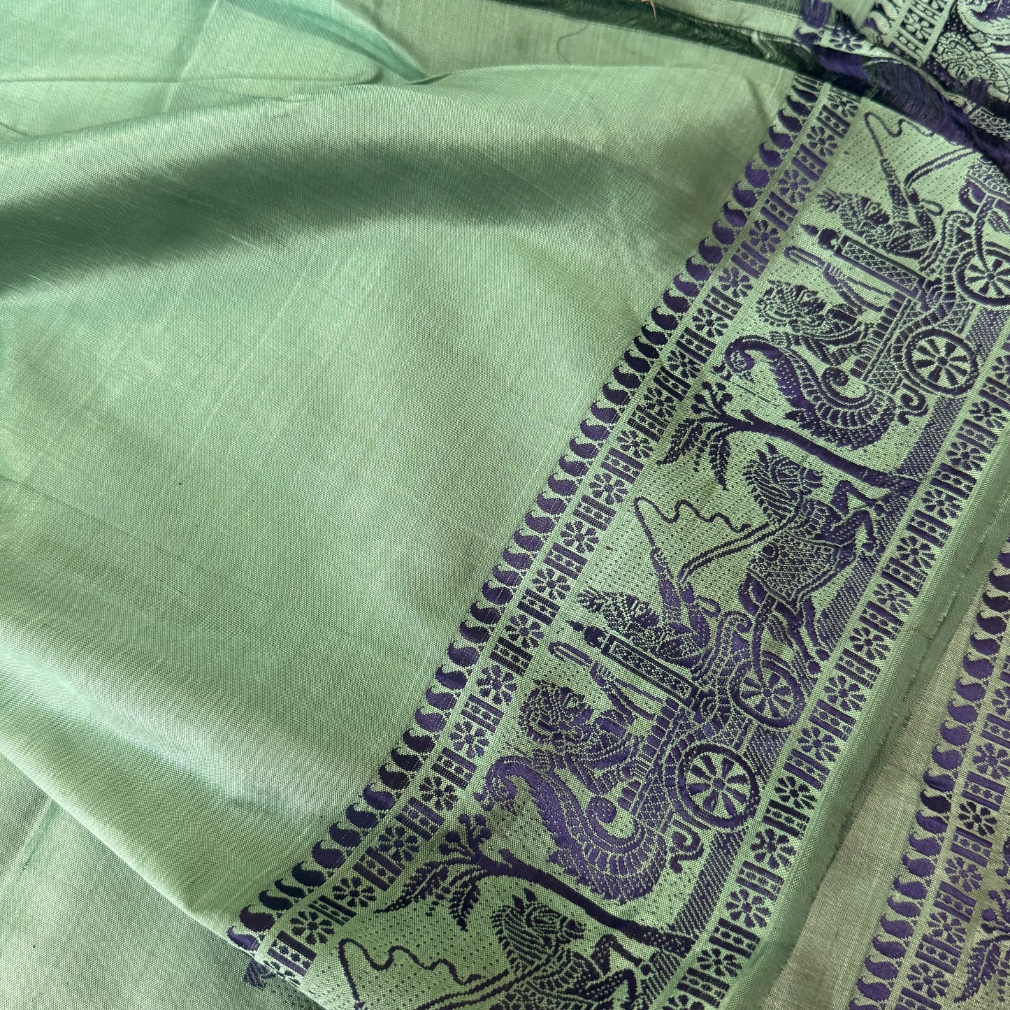 Amrita: Green Handwoven Katan Silk Baluchari Saree
