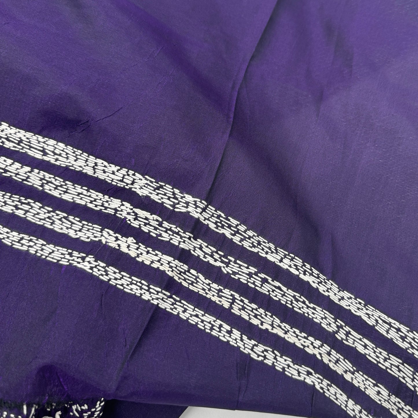 Smita: Blue Hand-Embroidered Semi-Silk Kantha Saree