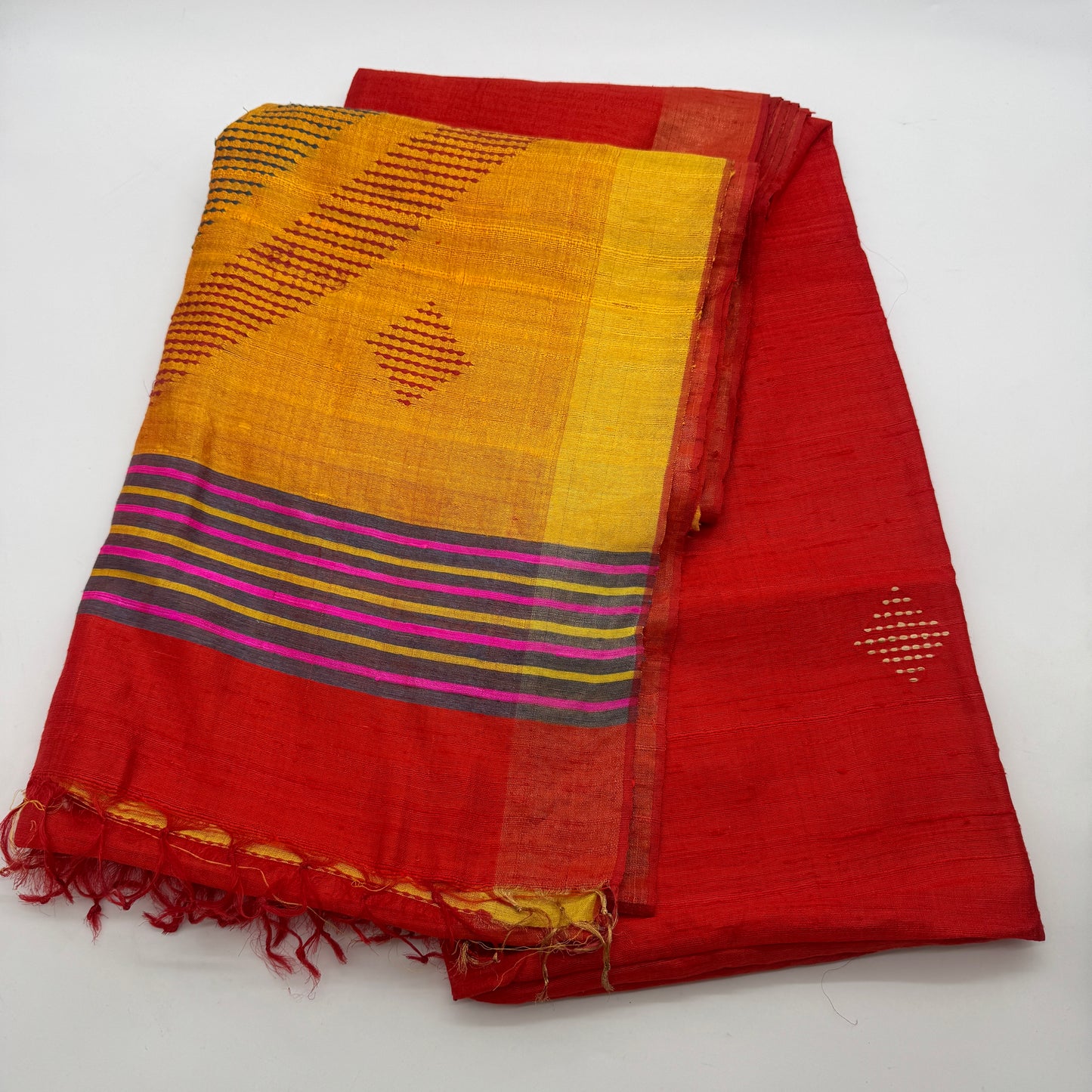 Golden Raga: Red Ghicha Silk Saree