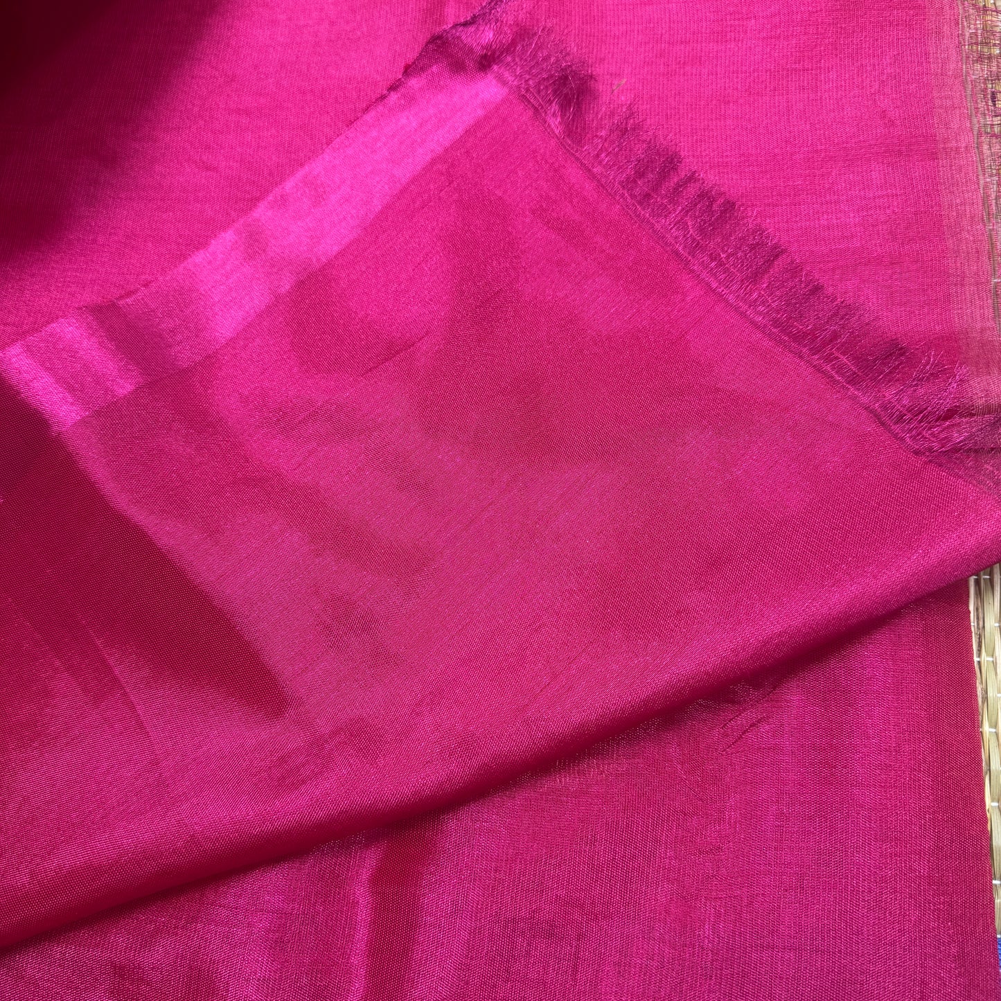 Hot Pink: Pink Tissue Silk Saree