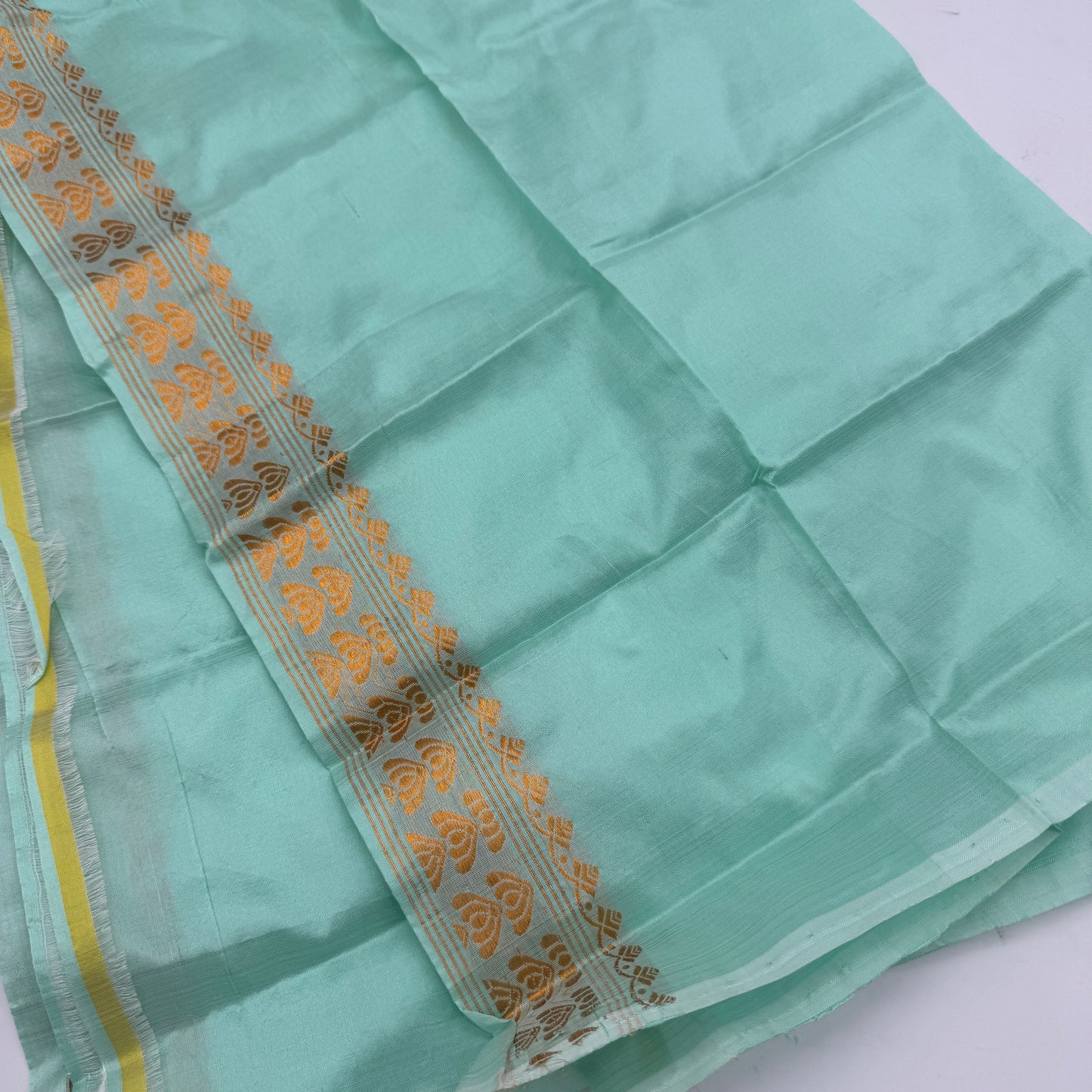 Lekha: Mint Green Handwoven Assam Paat Silk Saree