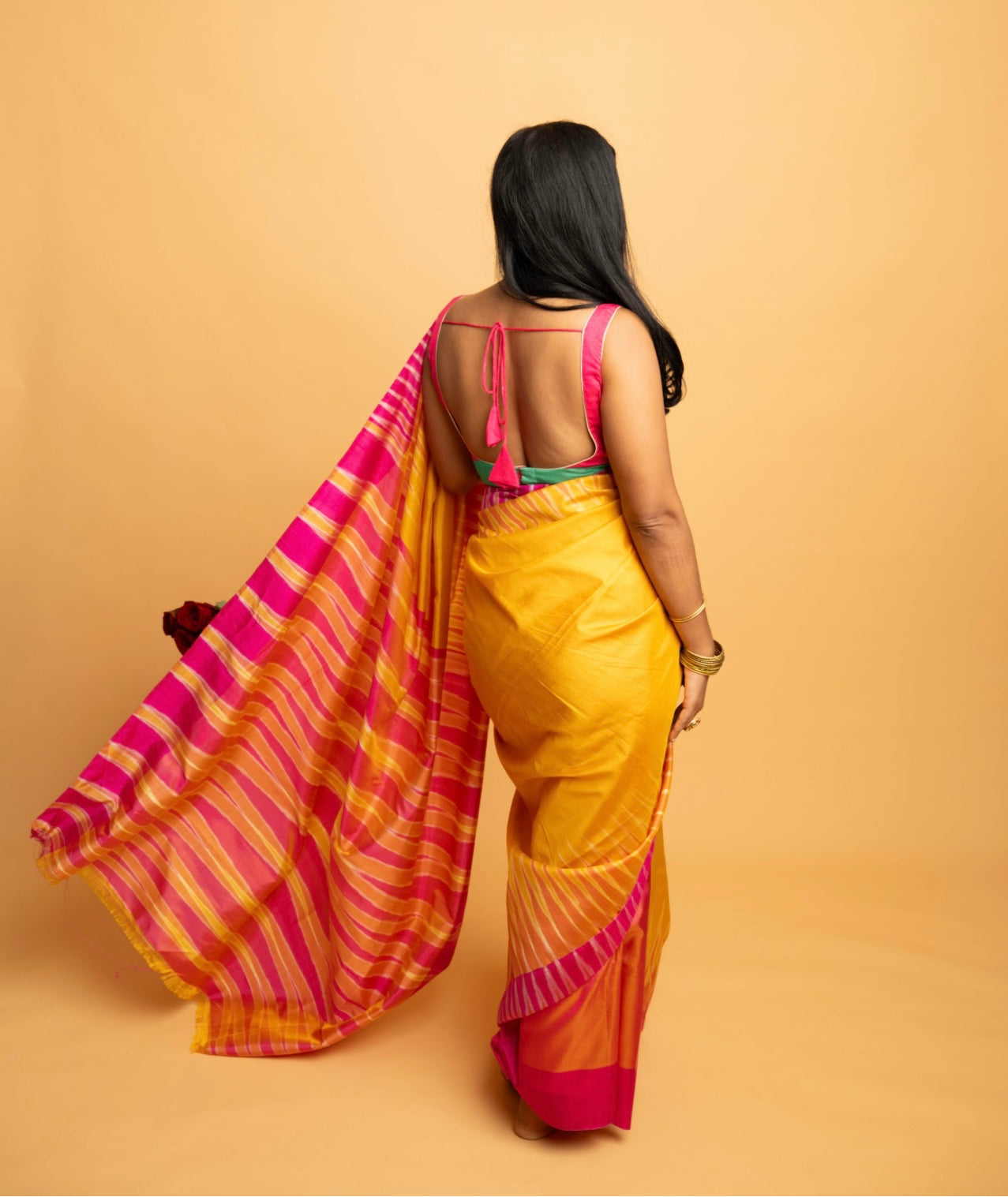 Sunstripe: Yellow Sambalpuri Ikkat Silk Saree