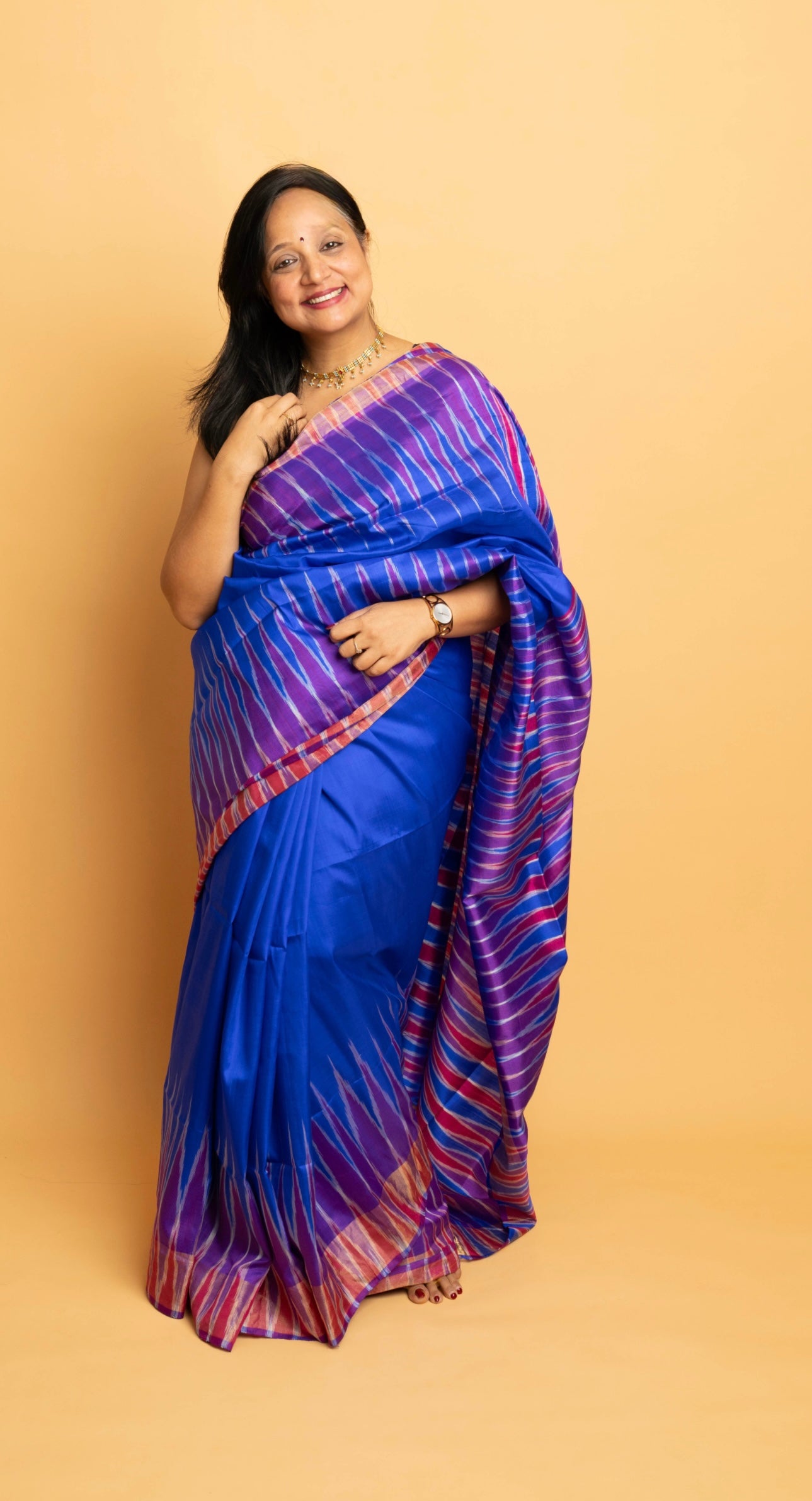 Cobalt Dream: Blue Sambalpuri Ikkat Silk Saree