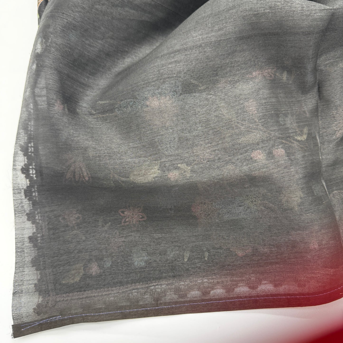 Kaavya: Black Semi-Silk Embroidered Saree