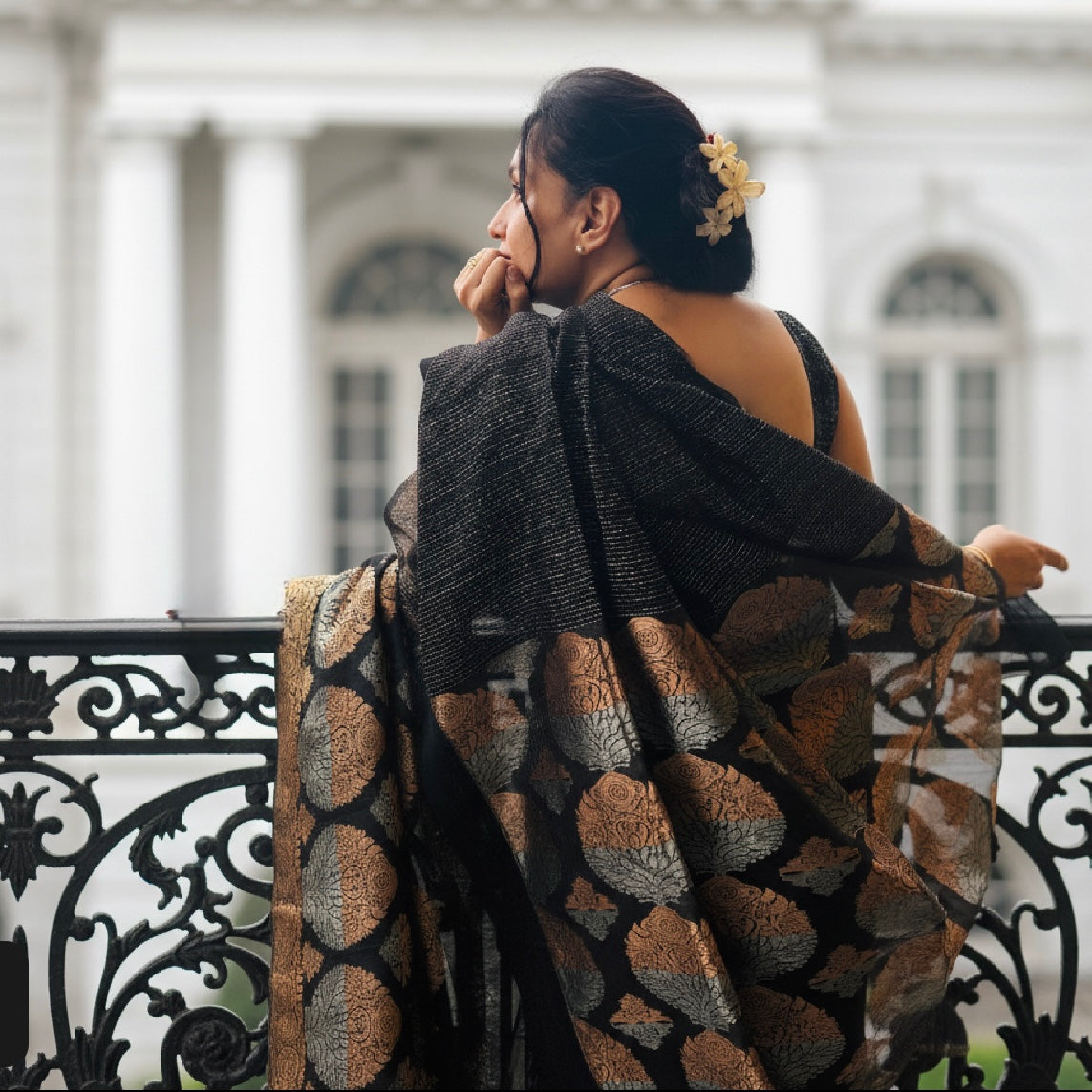 Garima: Black Handwoven Ghicha Silk Saree