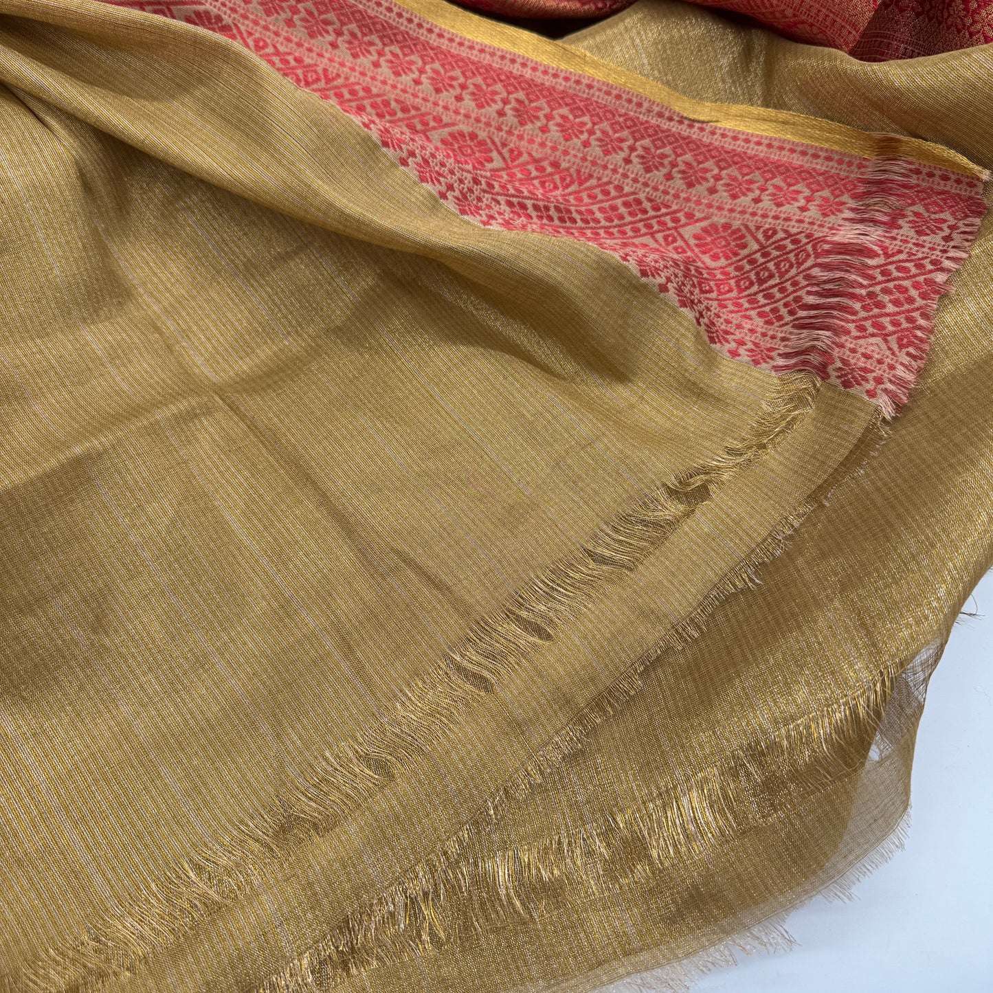 Aurelia: Gold and Red Tissue Silk Saree