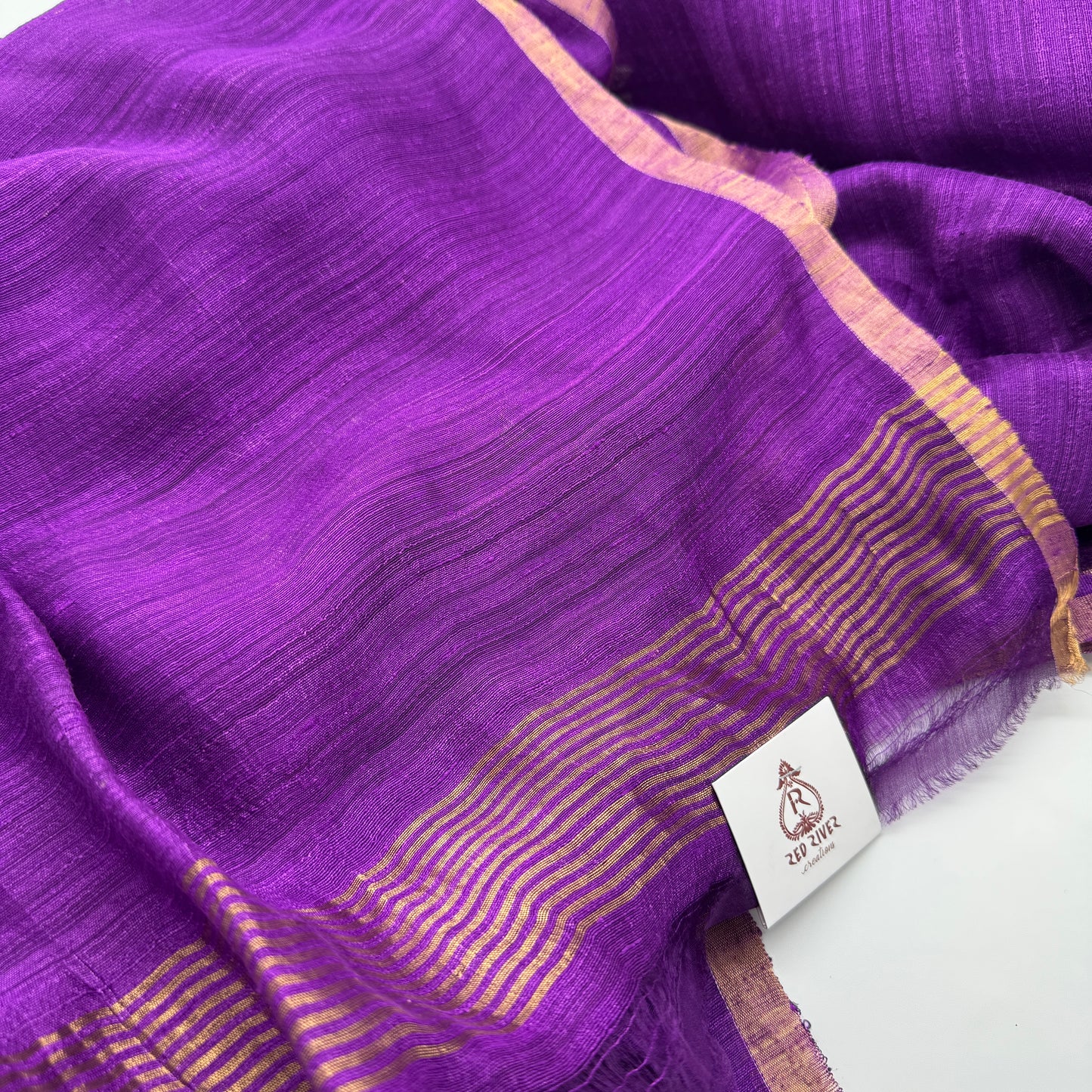 Purple Matka Muslin Saree