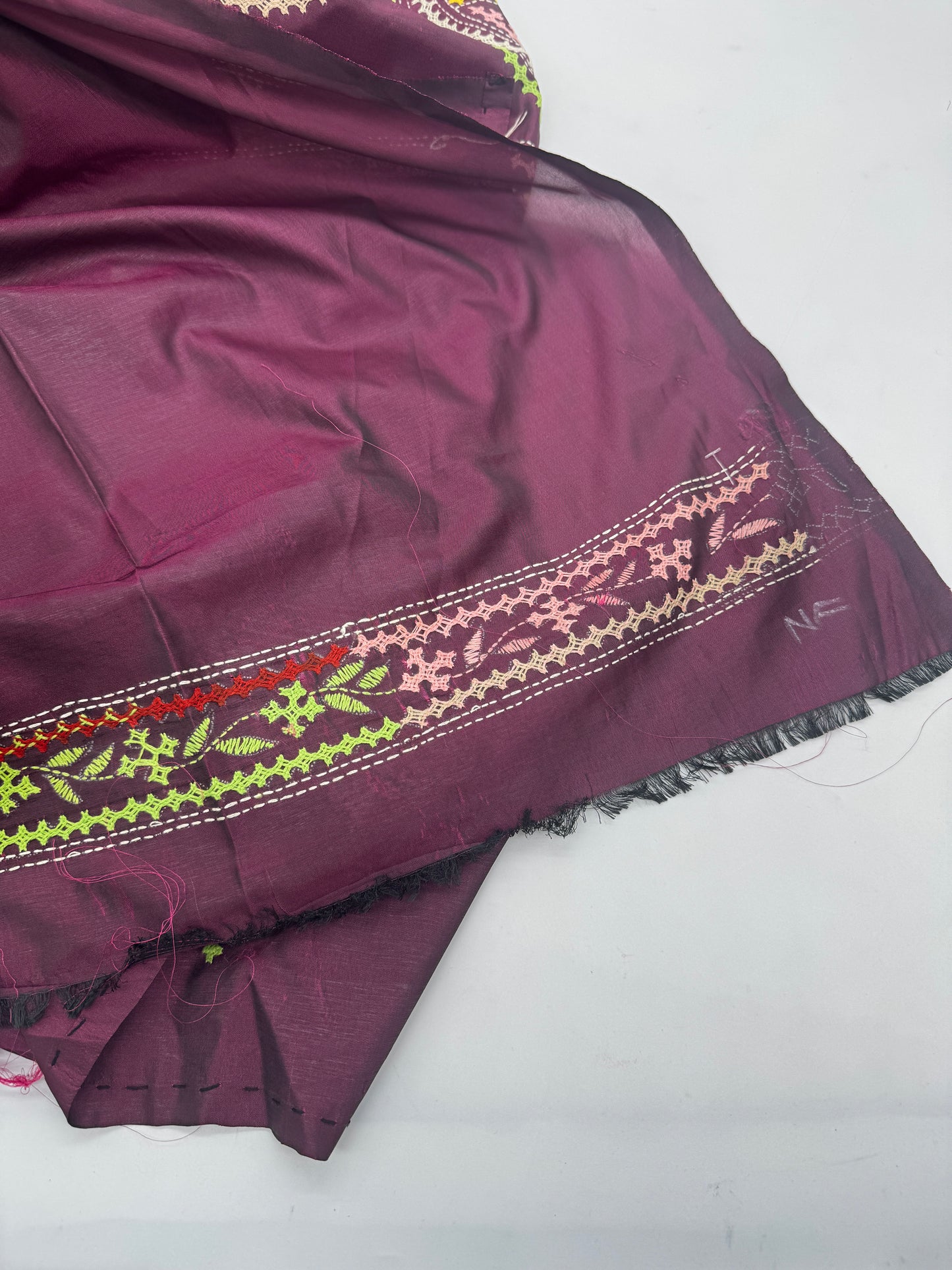 Sanchita: Maroon Hand-embroidered Semi-silk Saree