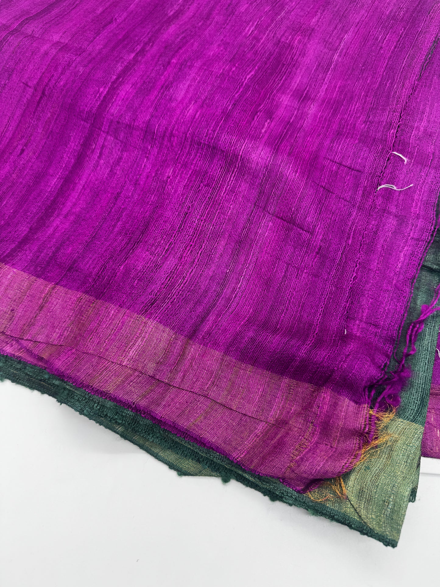Forest Bloom: Green and Pink Ghicha Silk Saree