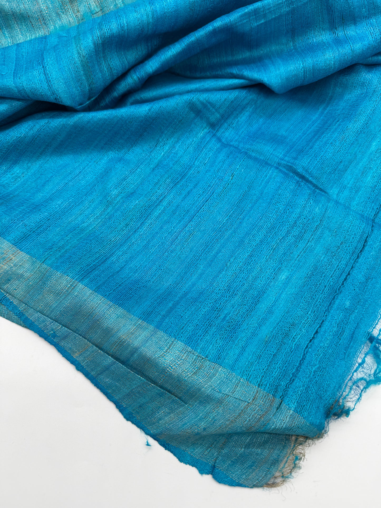 Azure: Orange and Blue Ghicha Silk Saree