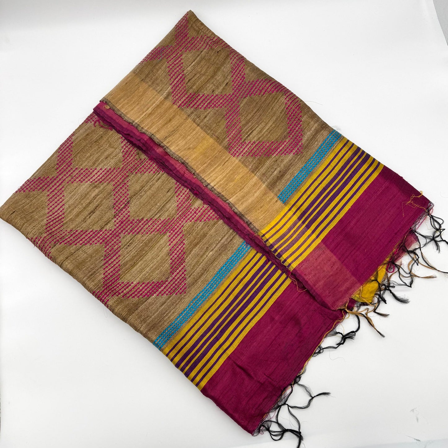 MAGENTA GHICHA SILK SAREE
