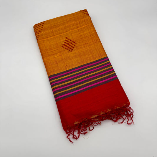 RED GHICHA SILK SAREE