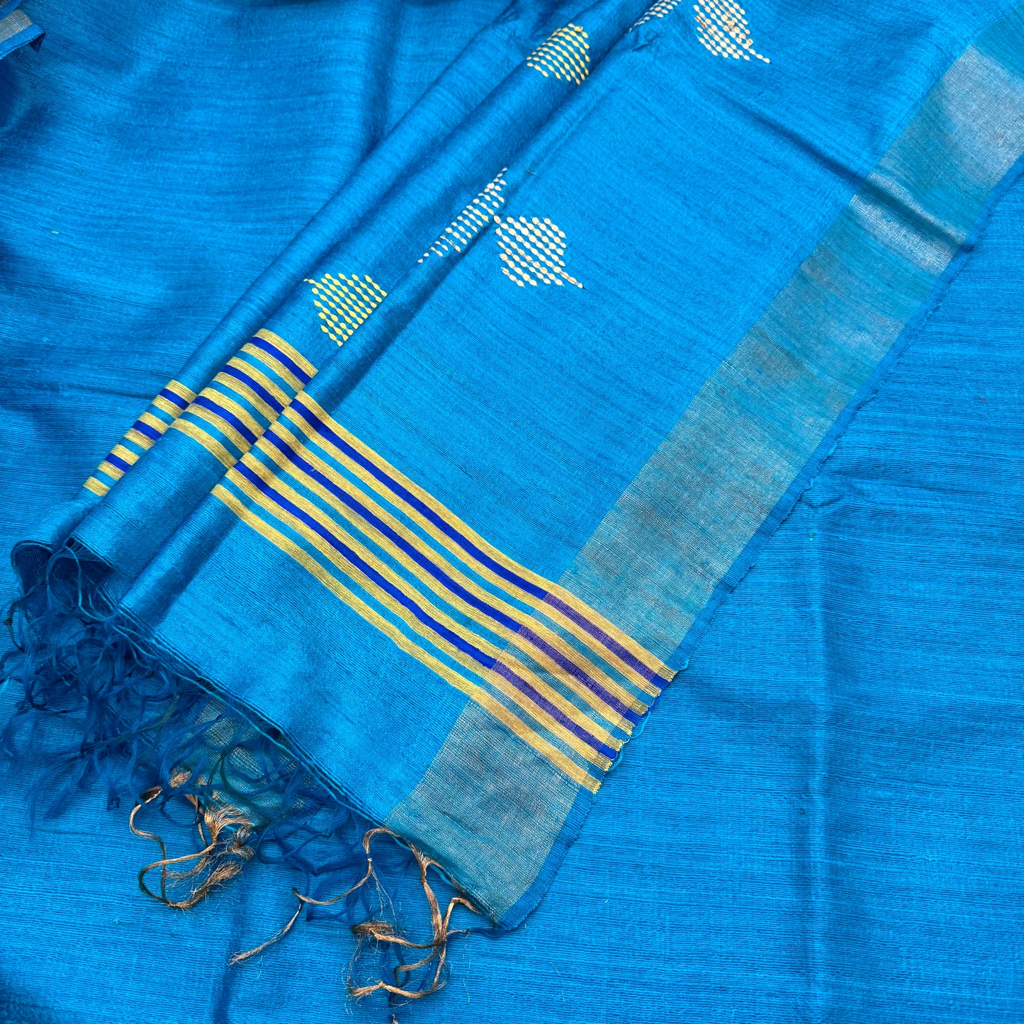 BLUE GHICHA SILK SAREE
