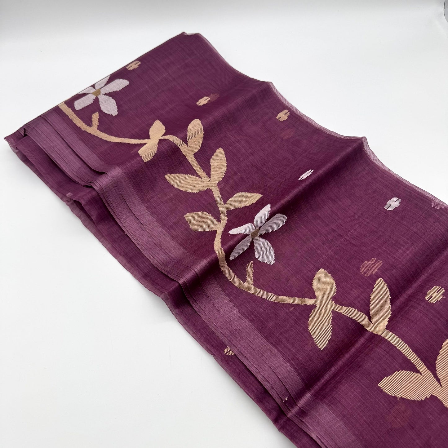 PURPLE MUSLIN JAMDANI SAREE