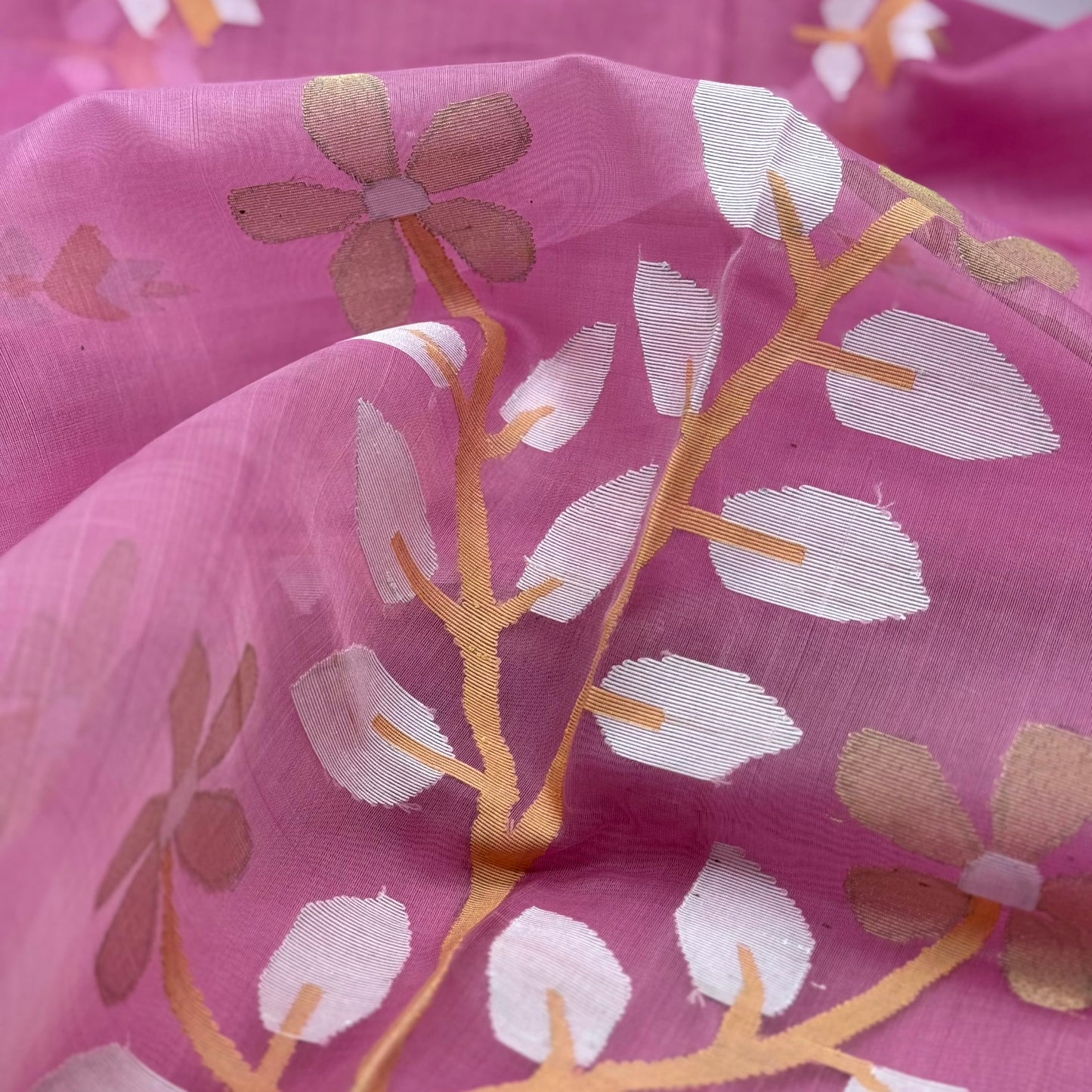 PINK MUSLIN JAMDANI SAREE