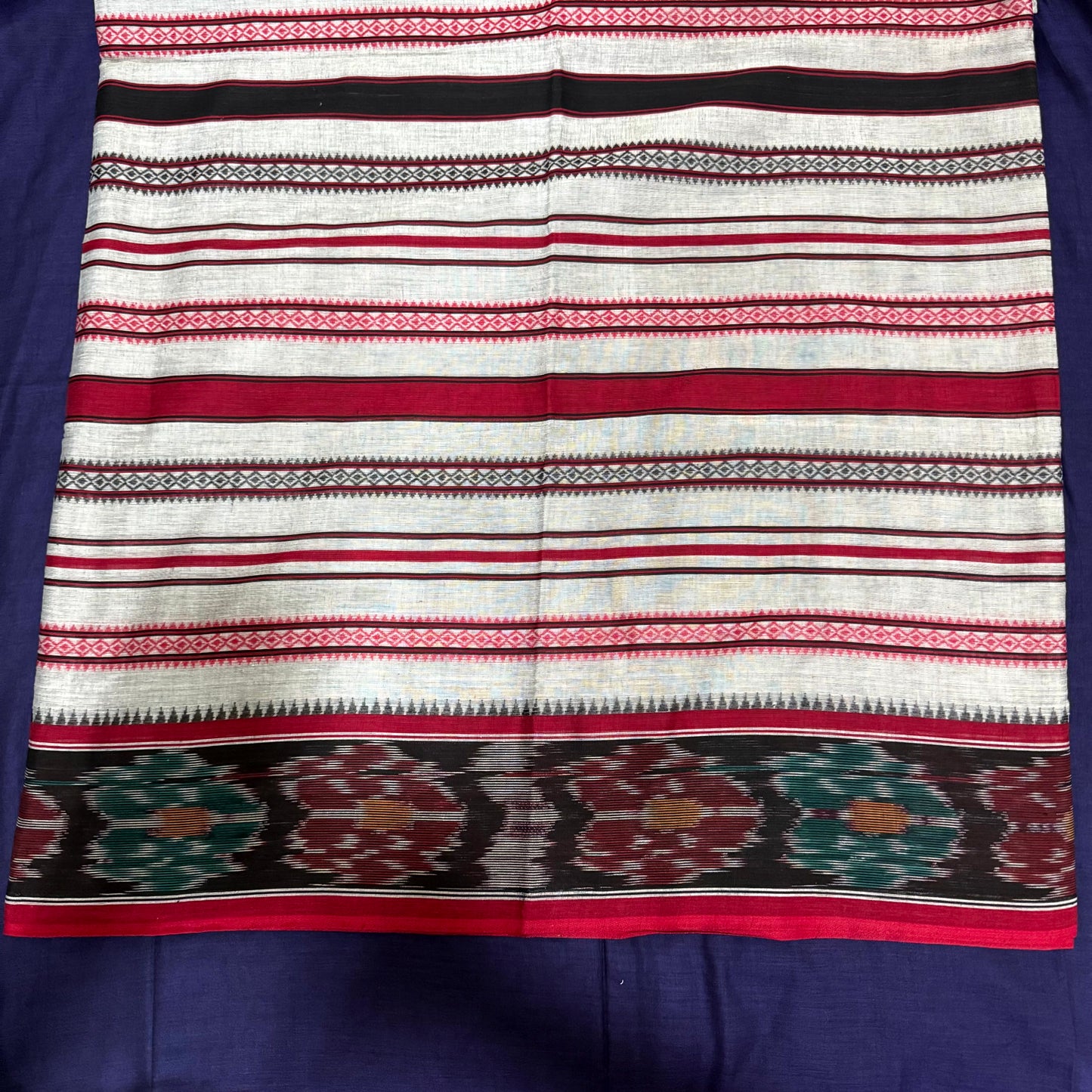 GREY DHONEKHALI COTTON-HANDLOOM SAREE