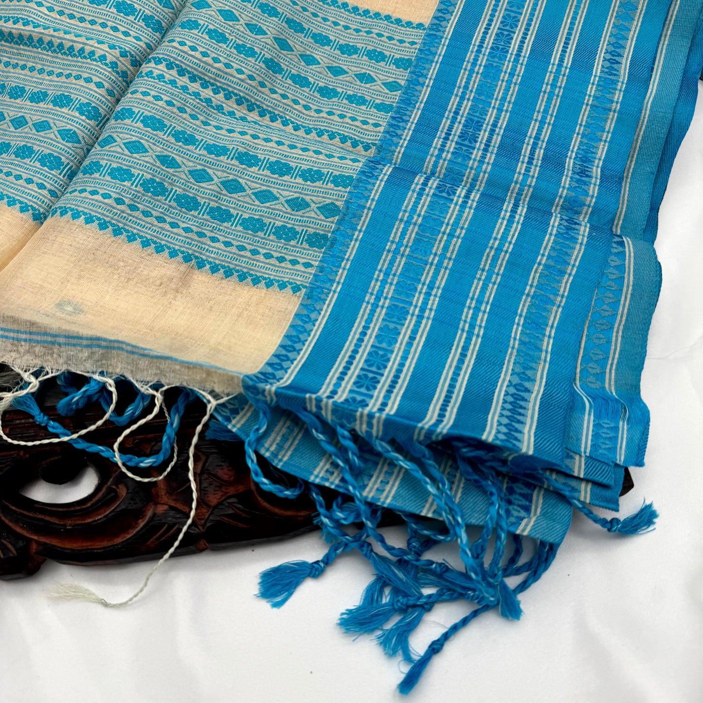 BLUE TUSSAR SILK SAREE
