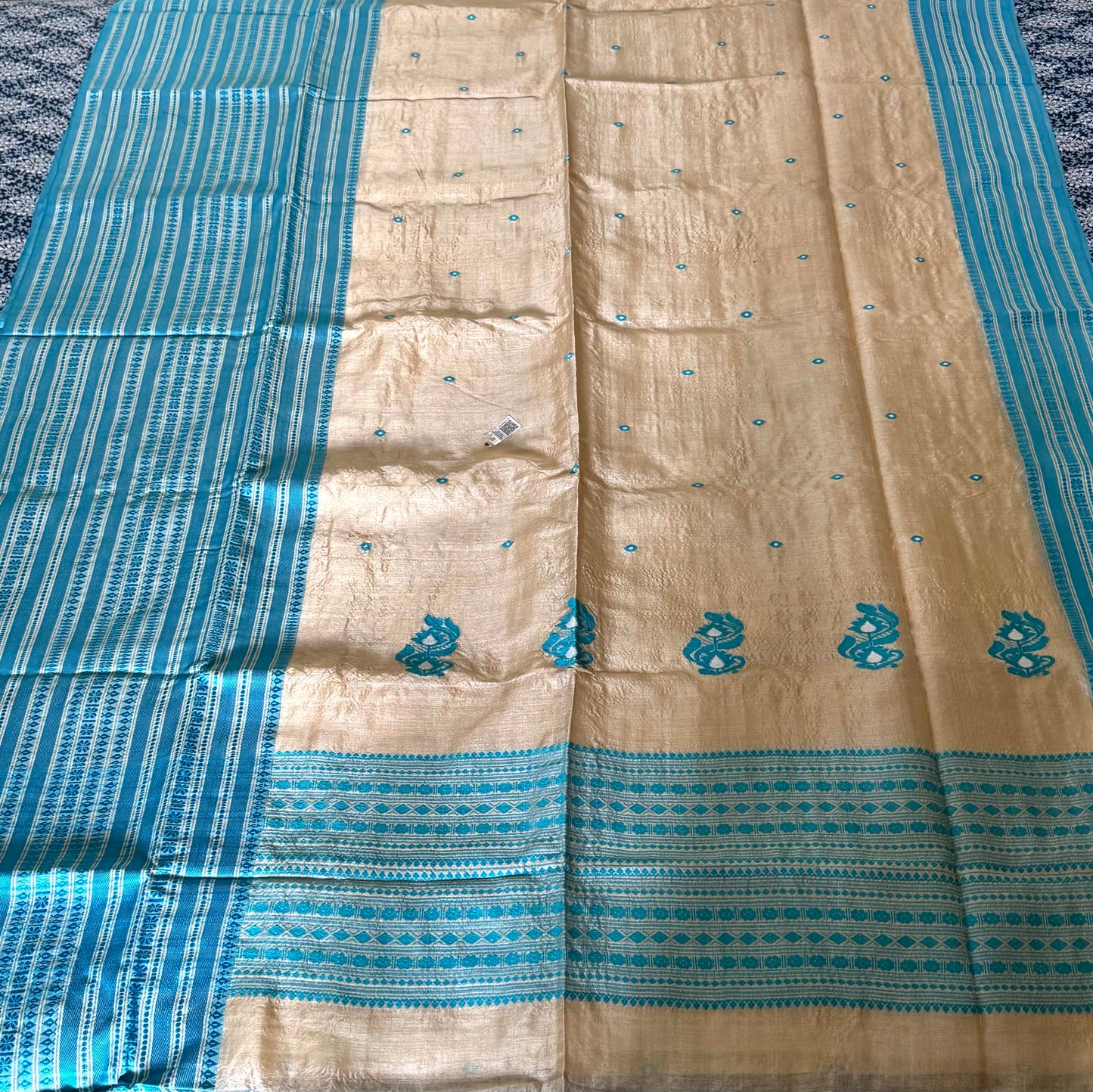 BLUE TUSSAR SILK SAREE