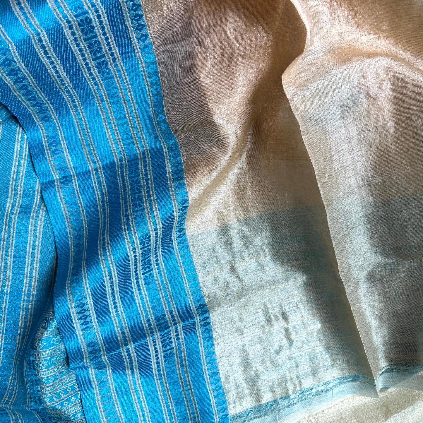 BLUE TUSSAR SILK SAREE