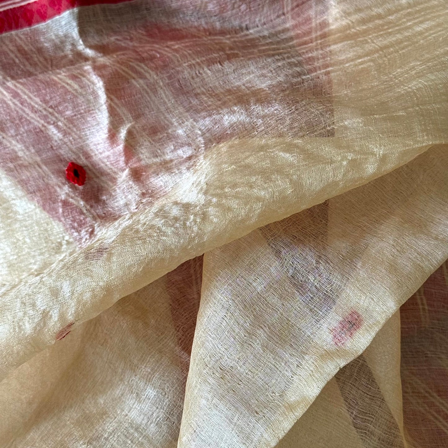 RED TUSSAR SILK SAREE