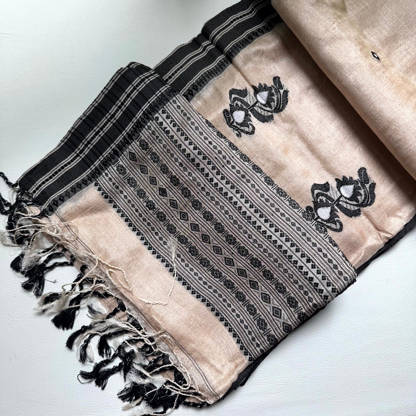BLACK TUSSAR SILK SAREE