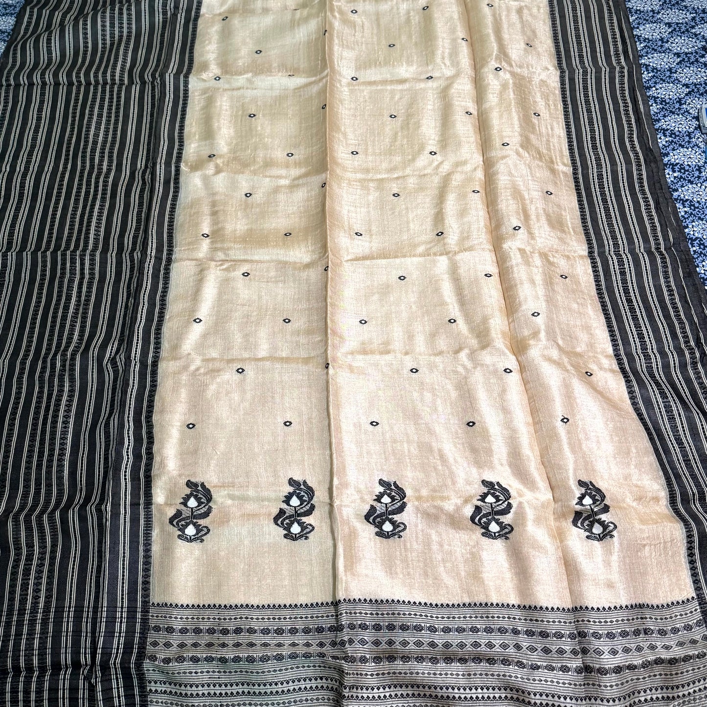 BLACK TUSSAR SILK SAREE