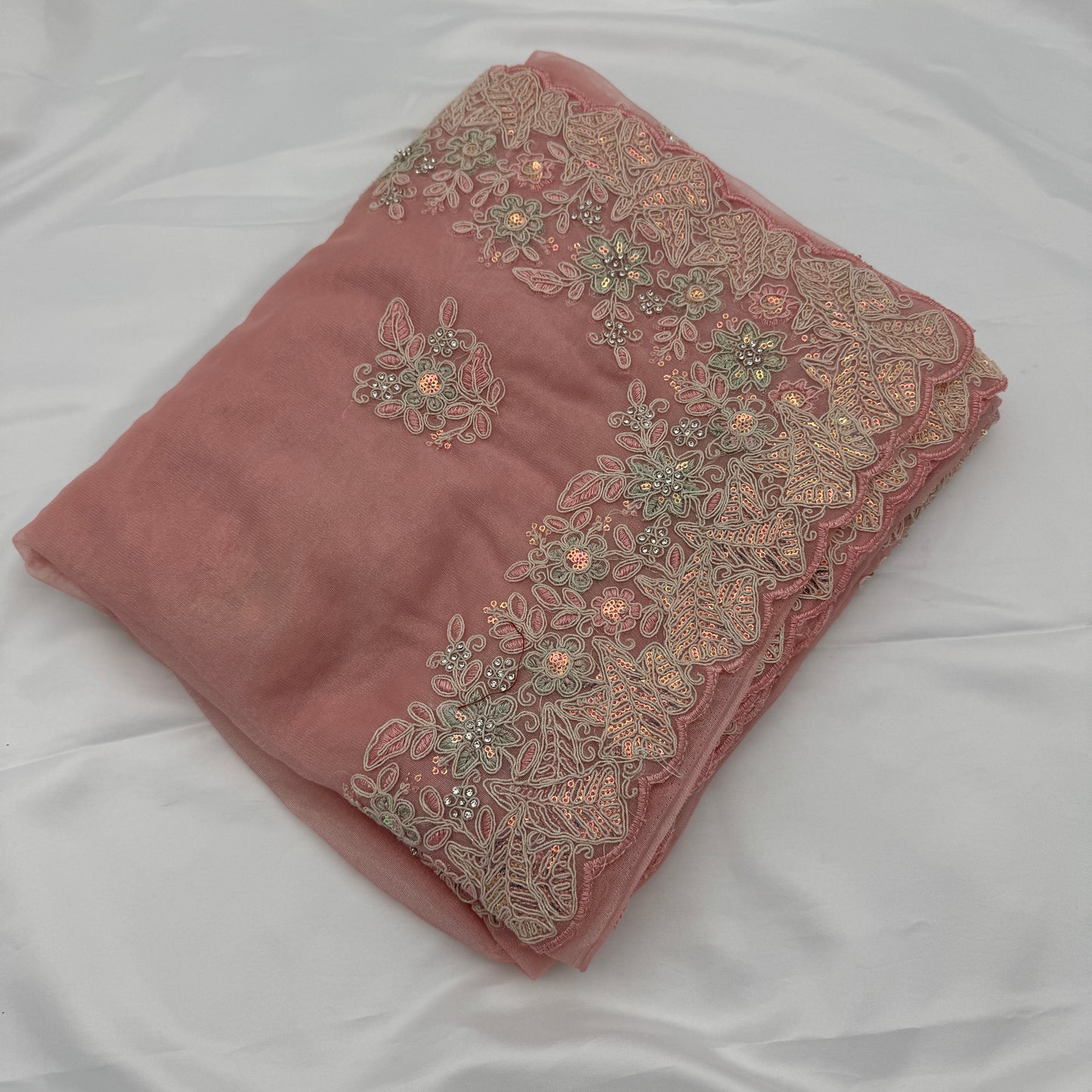 Pink Tissue Saree with Embroidery