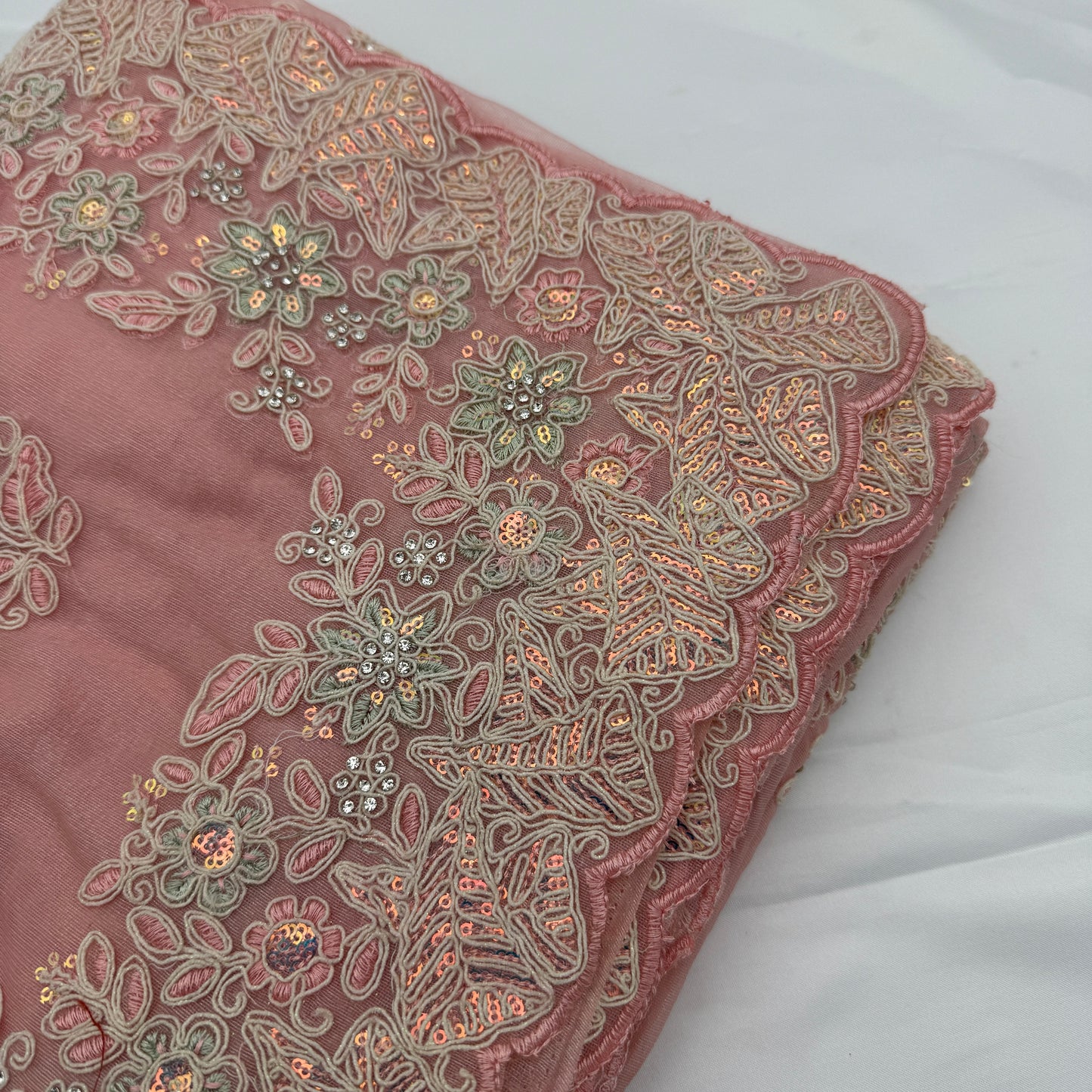 Pink Tissue Saree with Embroidery