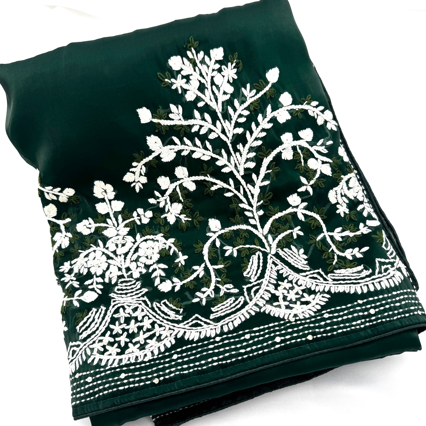 Green JimmyChoo Saree with Hand-Embroidery