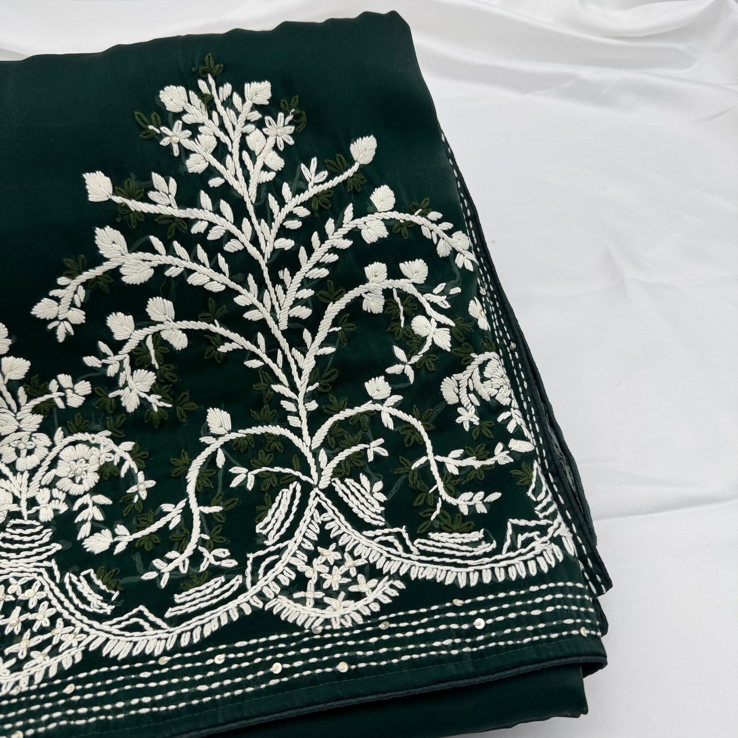 Green JimmyChoo Saree with Hand-Embroidery