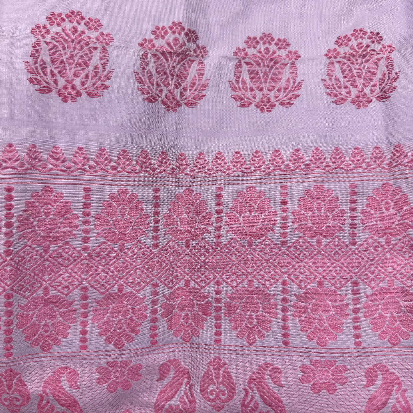 Pink Paat Silk Saree with Dark Pink Woven Motifs