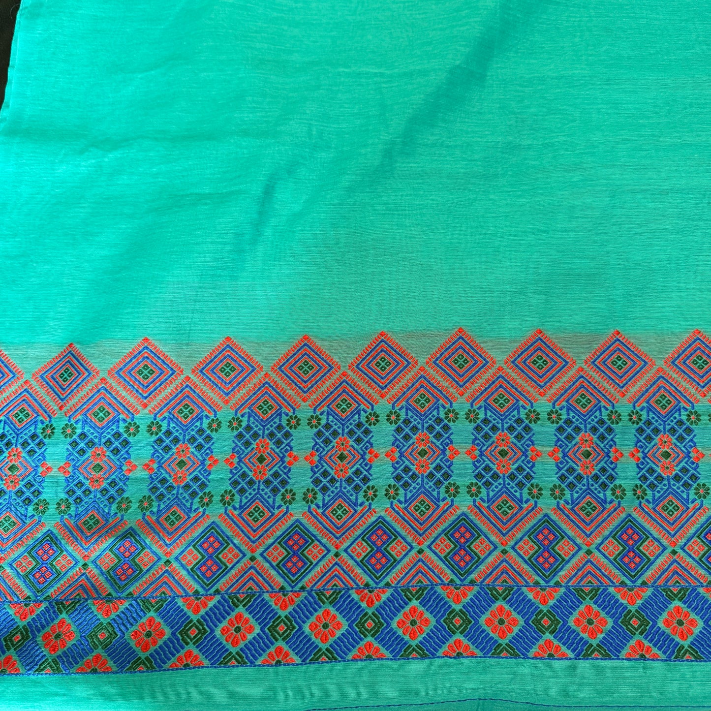 Neelphool - Blue Cotton-Silk Saree with Assamese motifs
