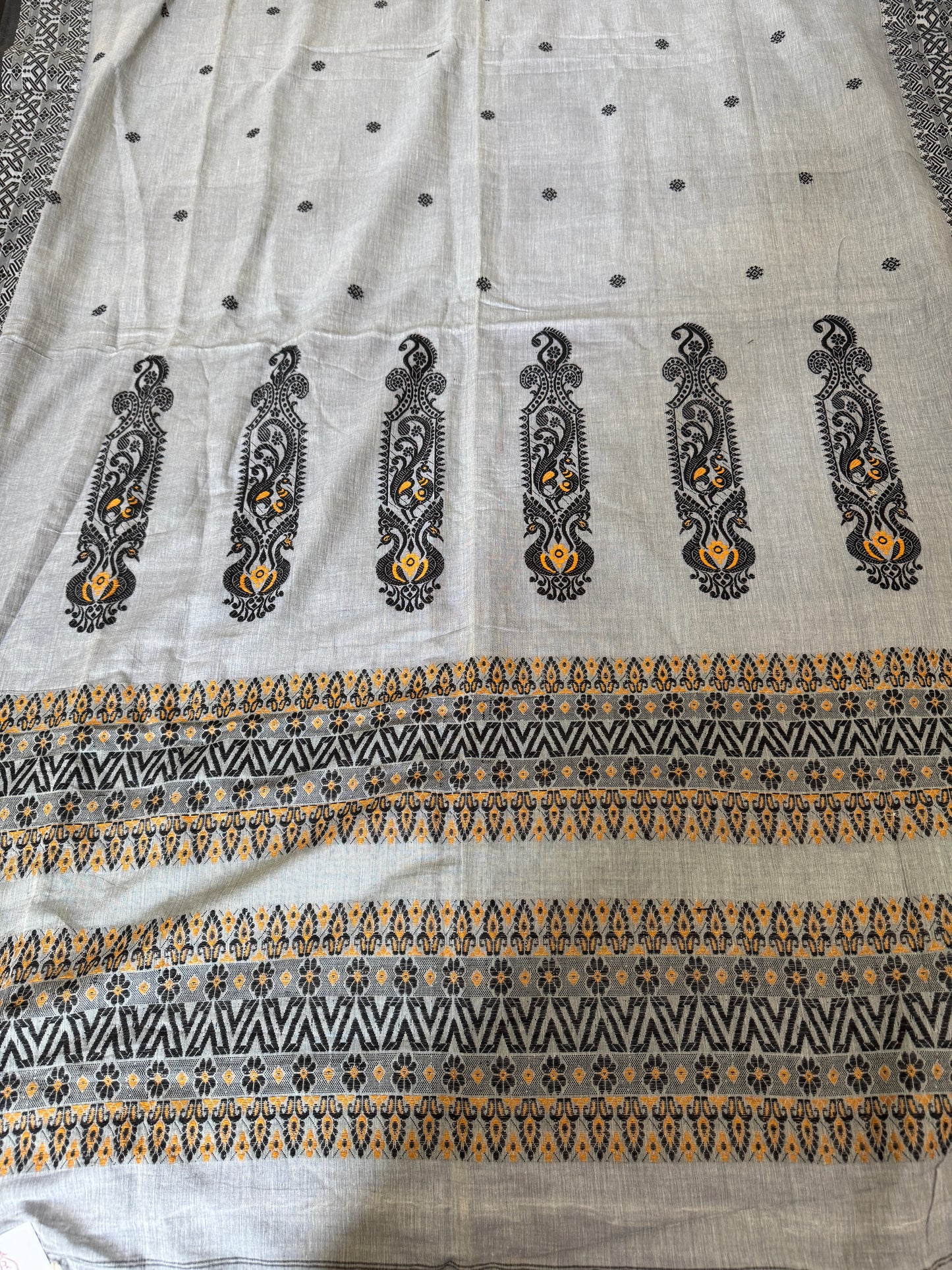 Dhupor Bonti - Grey Cotton Assam Handloom Saree
