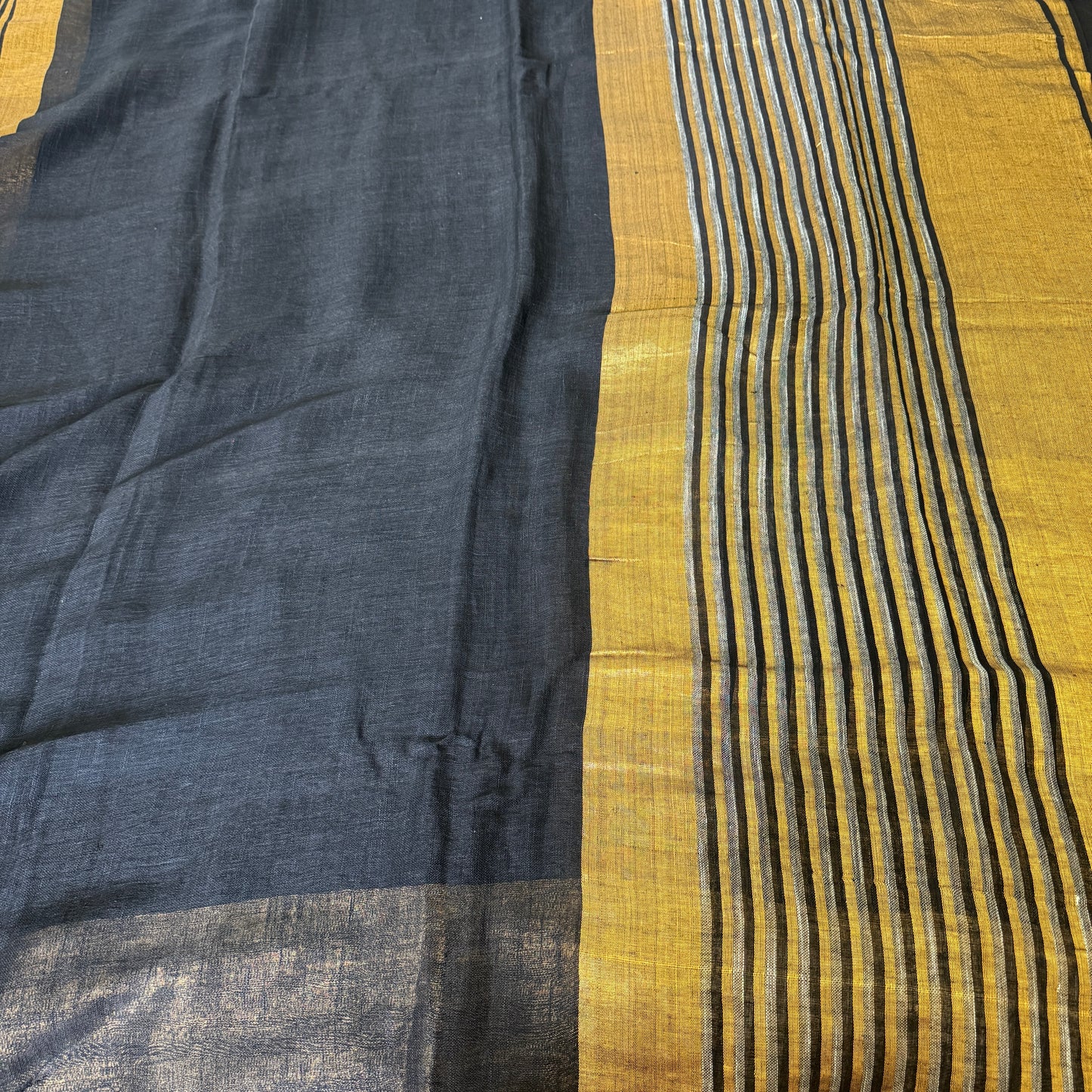 Chayapath: Black Tissue Linen Saree