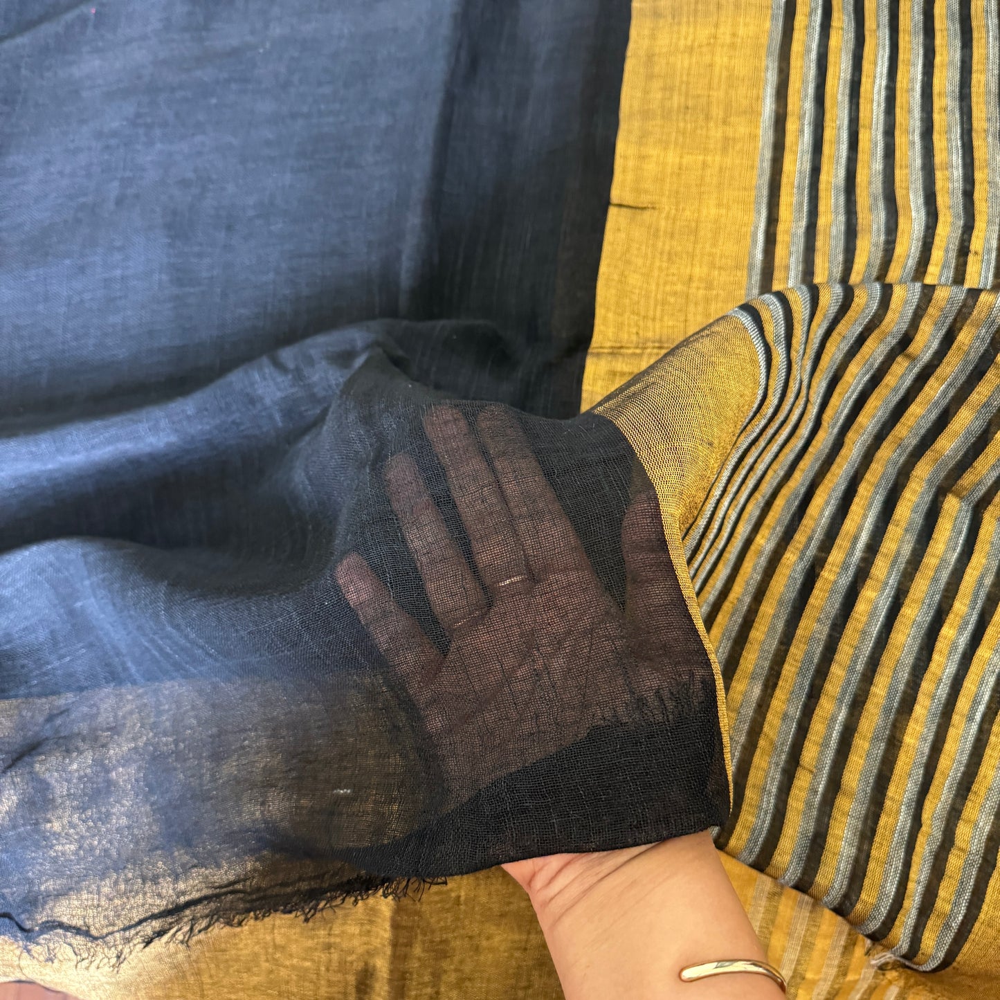 Chayapath: Black Tissue Linen Saree