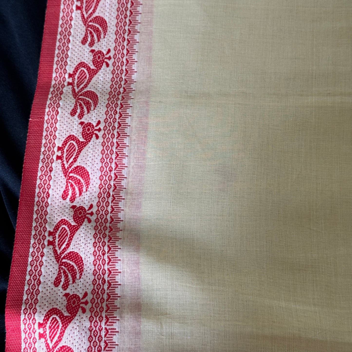 Haash-Pakhi: Beige Cotton Handloom Saree