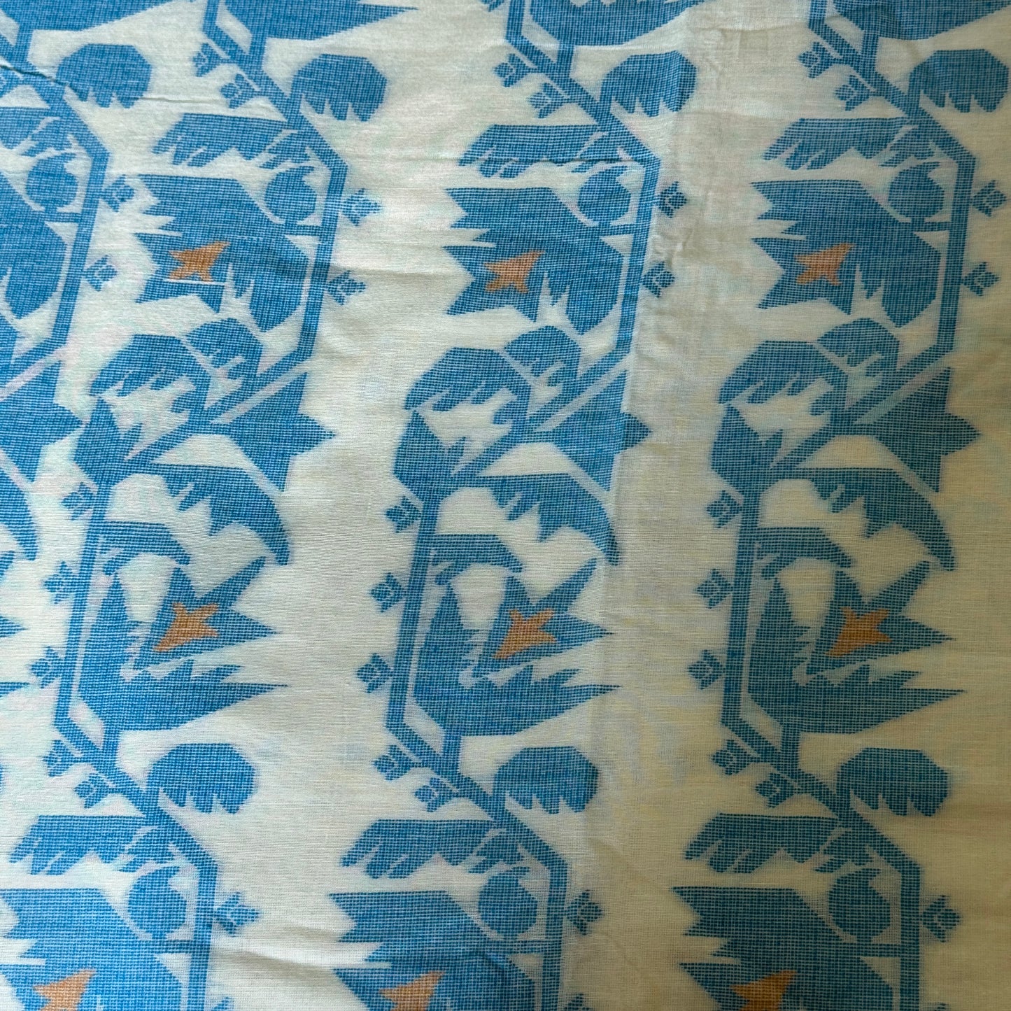 Neelabho - White Cotton Handloom Saree with Blue Jamdani Design